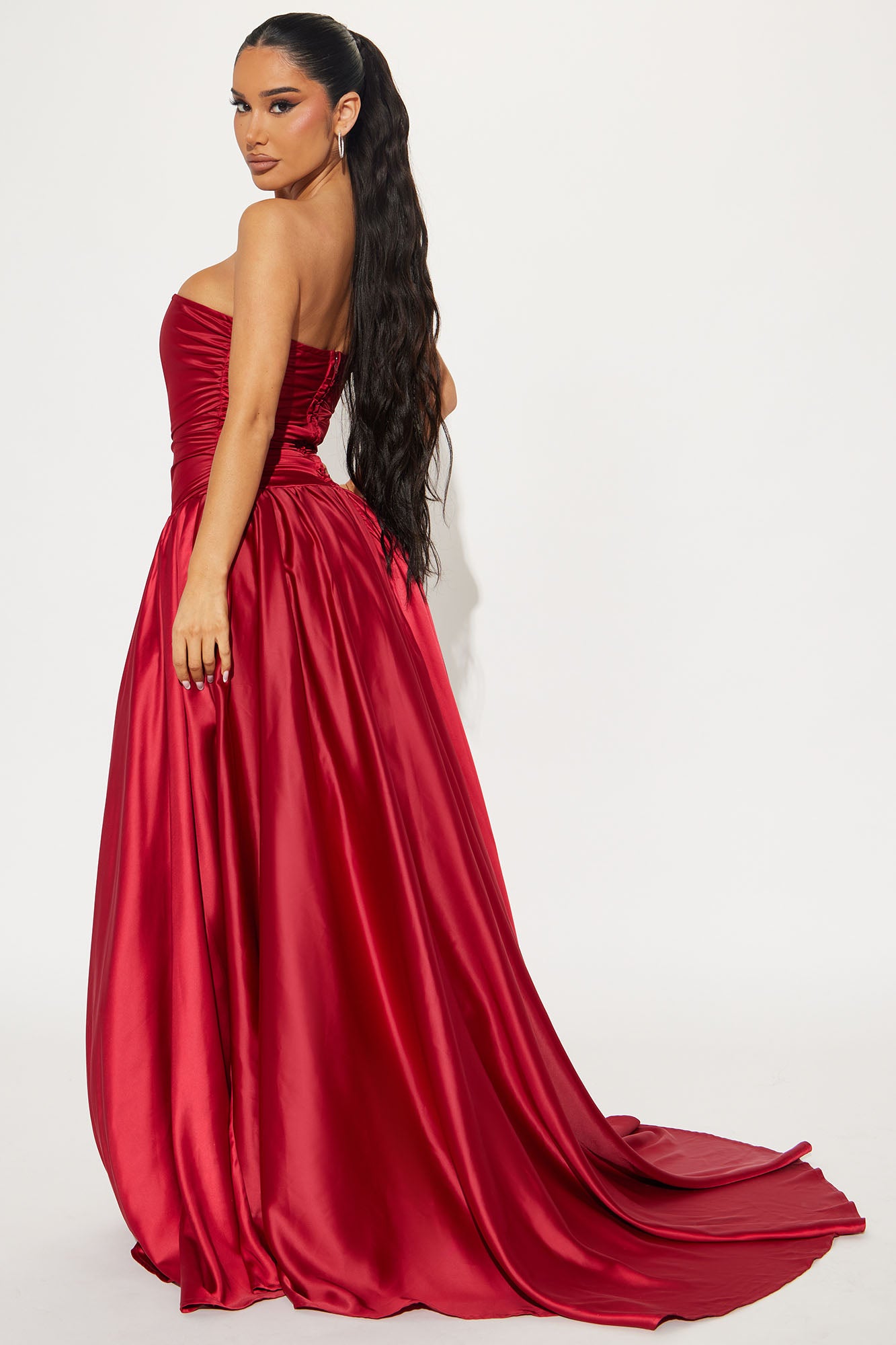 Sweet Serenity Satin Gown - Wine - Image 3
