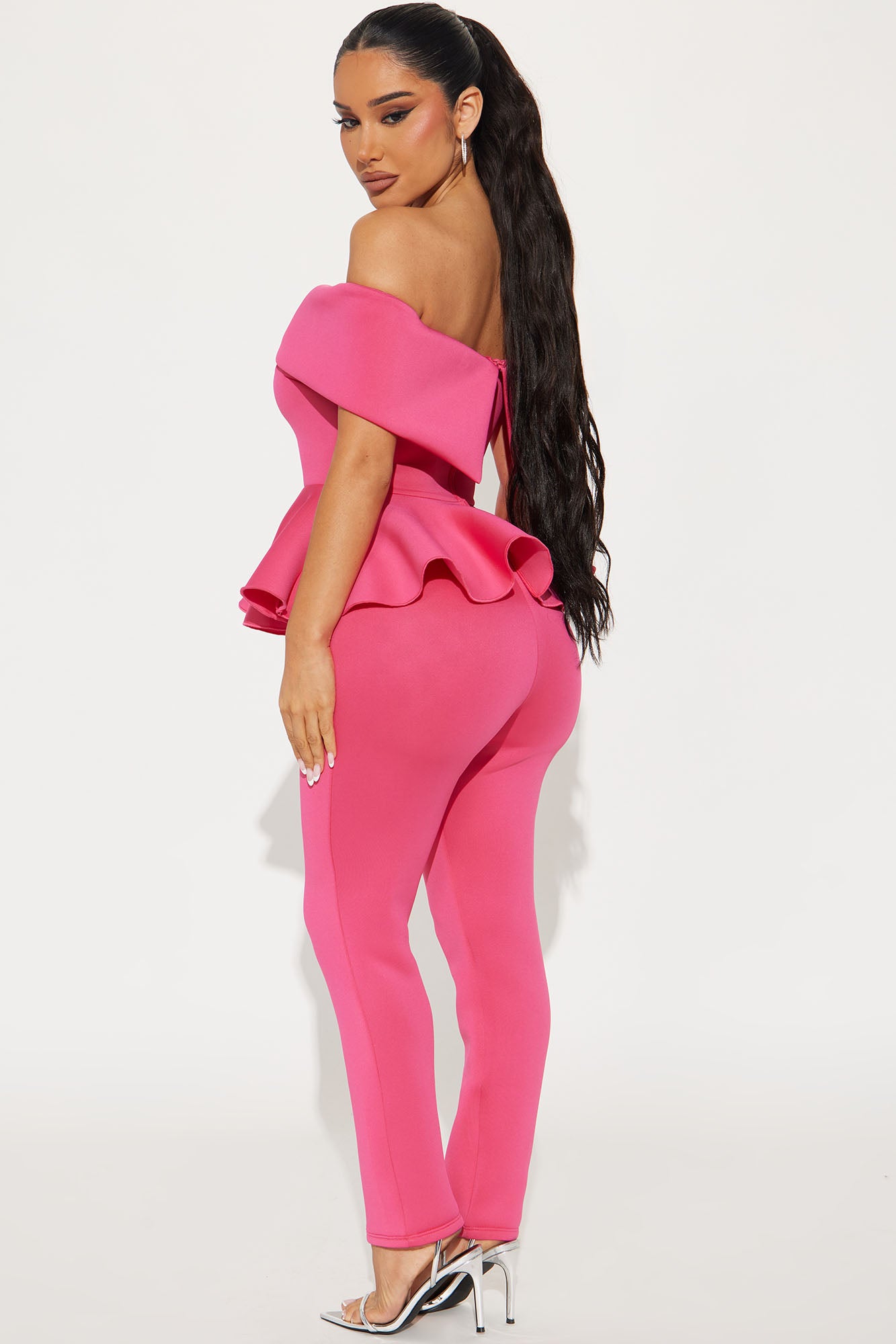 My Pretty Peplum Pant Set - Fuchsia - Image 3