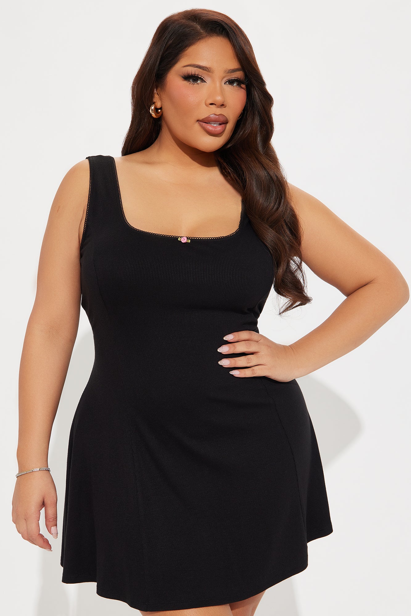 Admiring Me Ribbed Mini Dress - Black - Image 6
