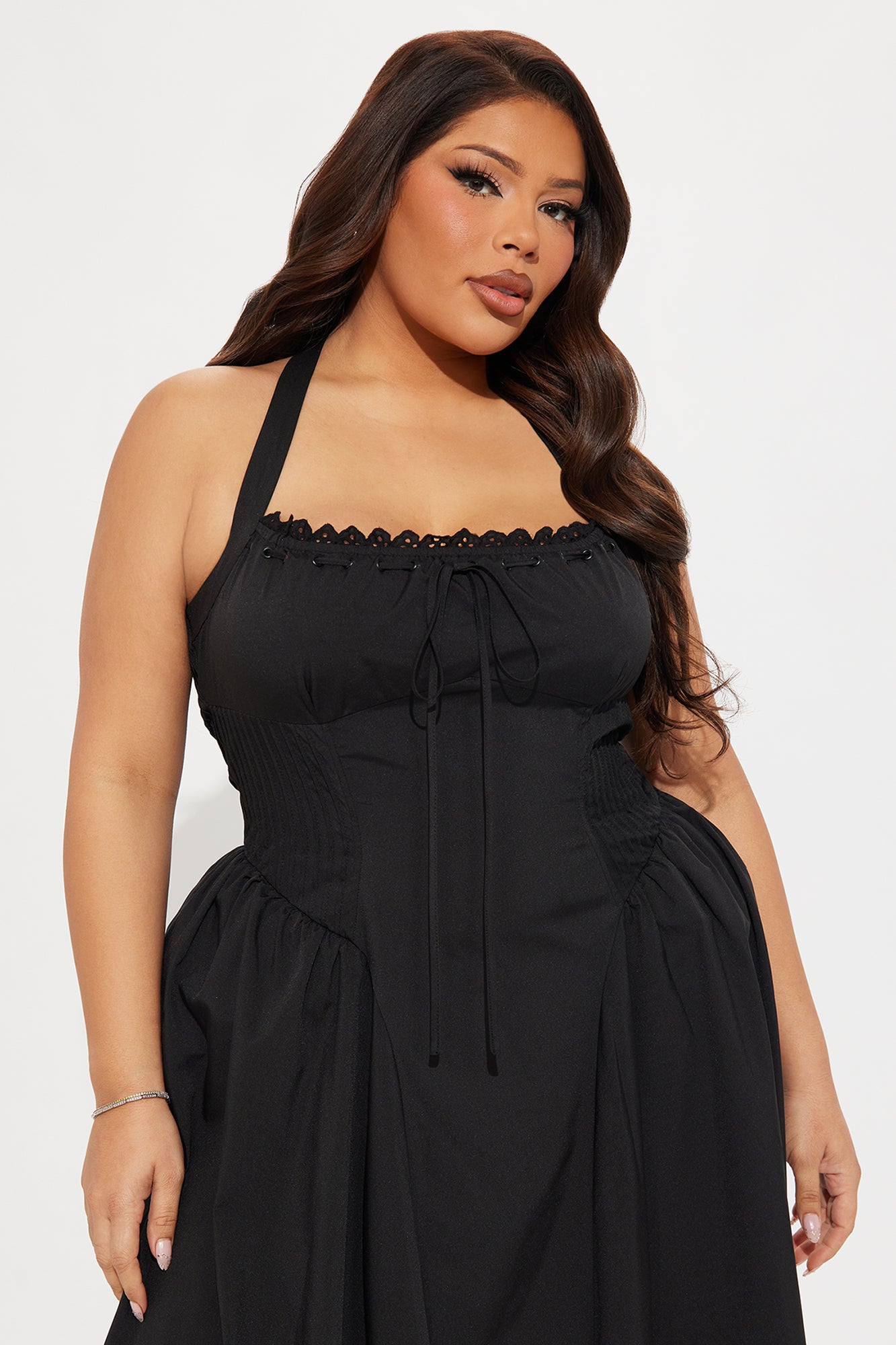 Avalon Corset Poplin Midi Dress - Black - Image 5