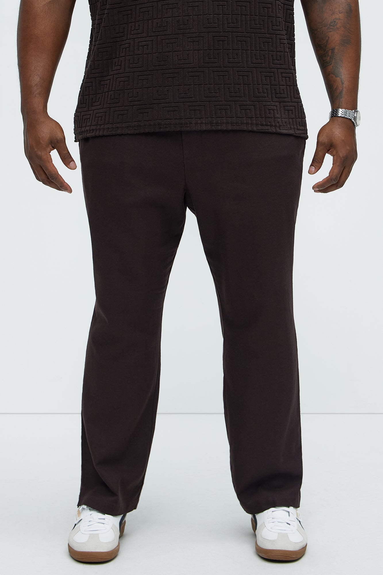 Bahamas Linen Slim Pull On Pants - Brown - Image 6