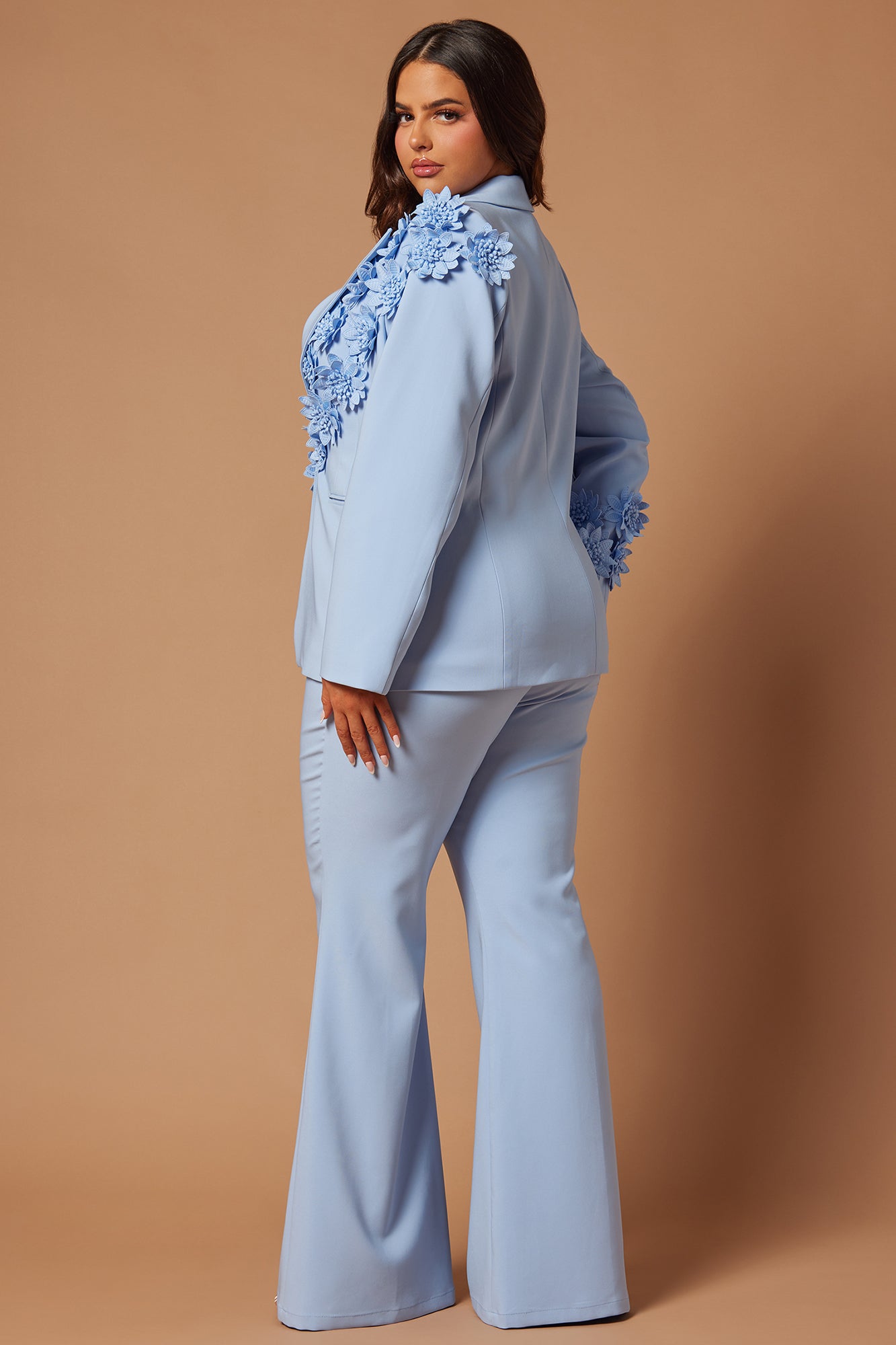 Claudette Floral Embroidered Suit Set - Light Blue - Image 8