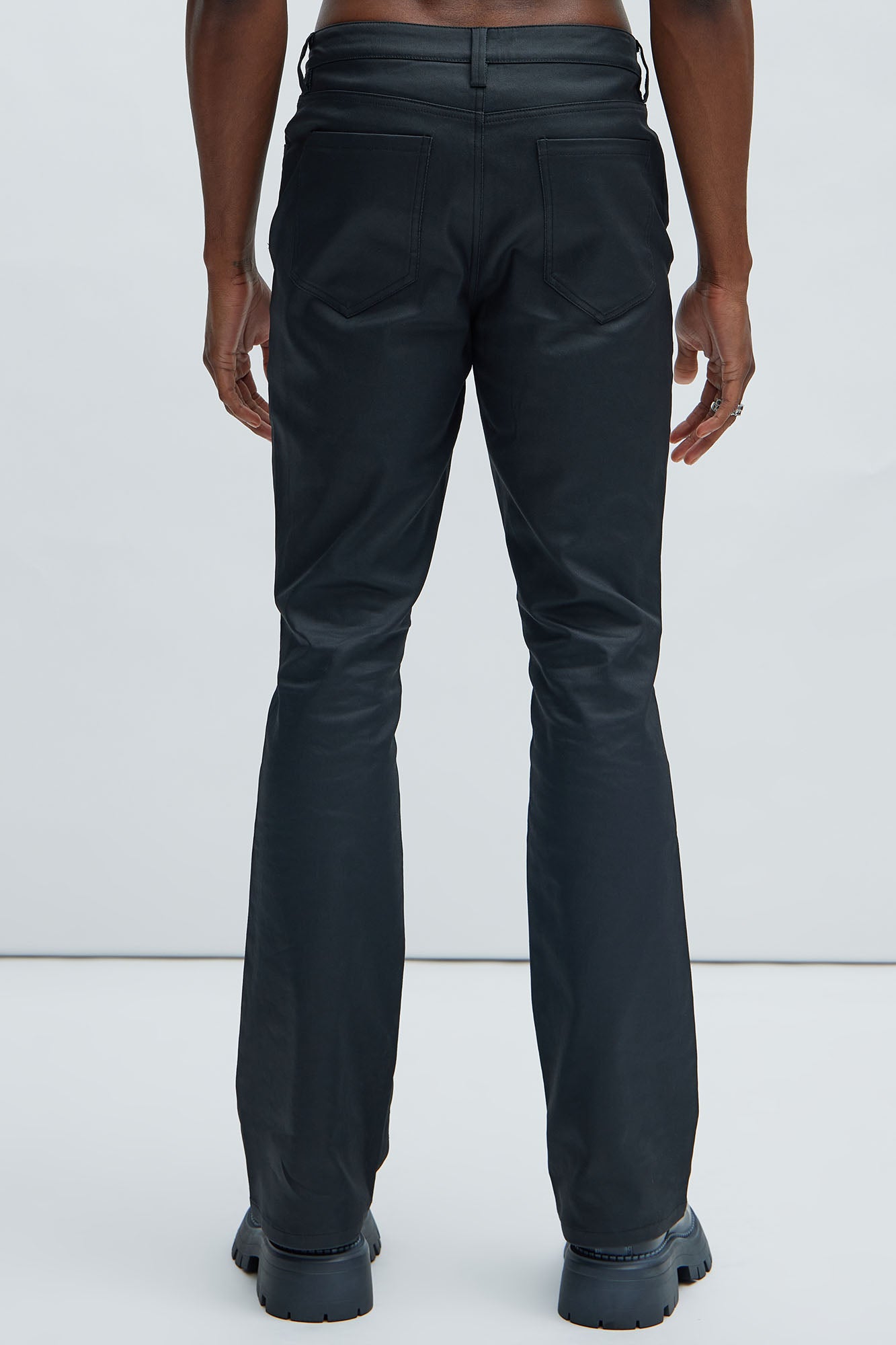LLoyd Waxed Stacked Slim Flare Jeans - Black - Image 4