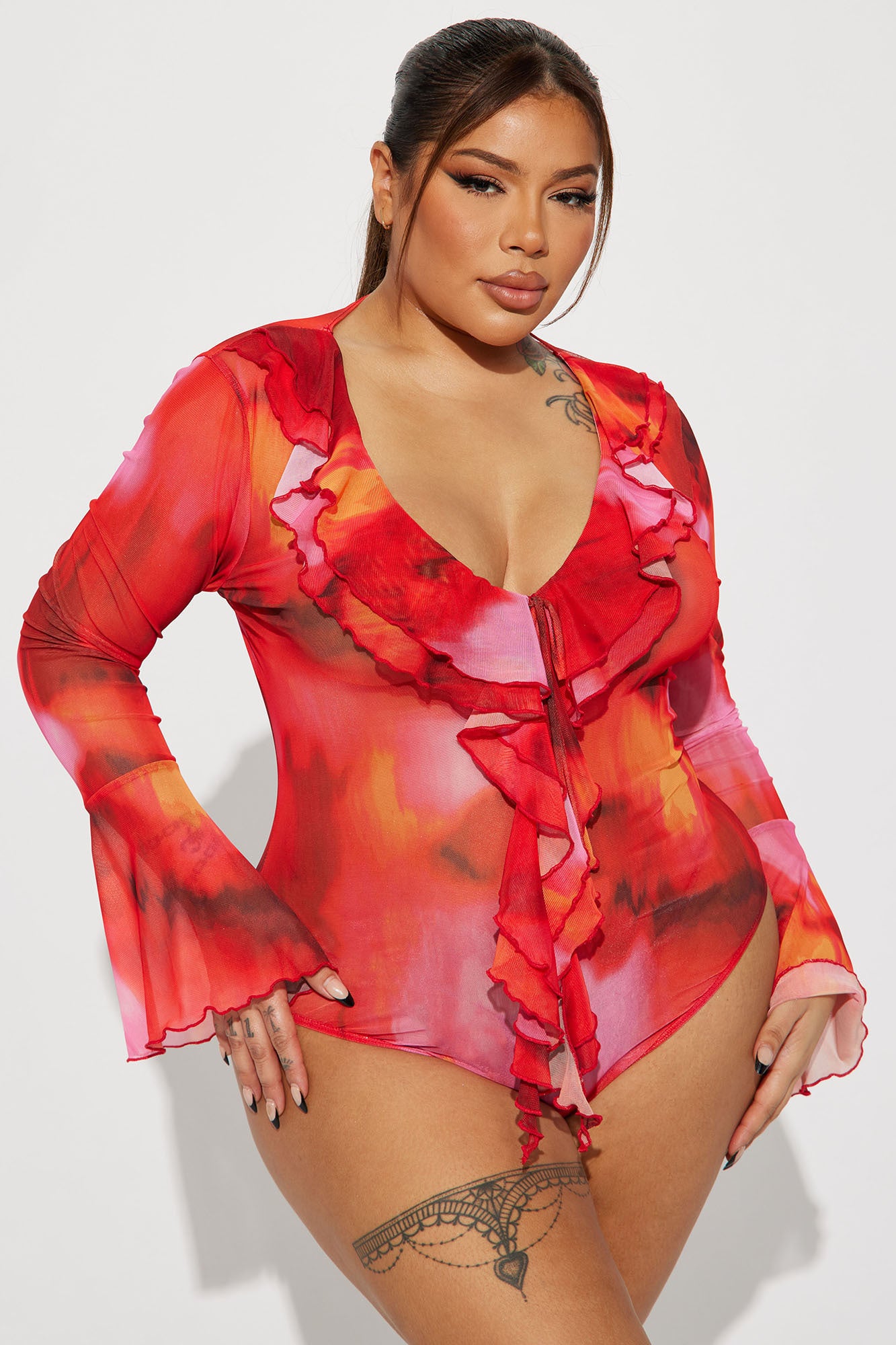 Call Me Senorita Bodysuit - Red/combo - Image 8
