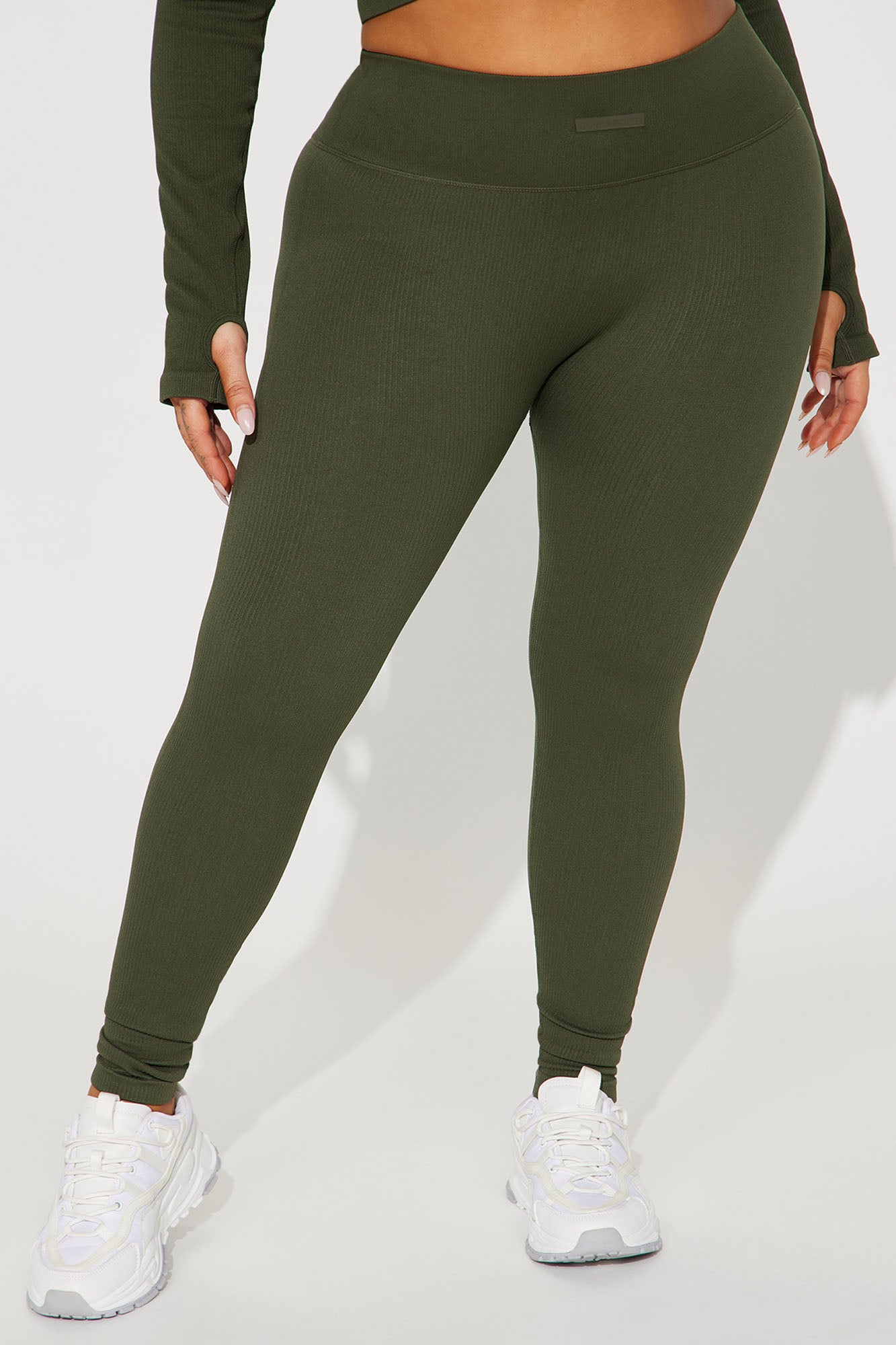 Fighter Ribbed Active Legging In Infinity Seamless - Olive - Image 5
