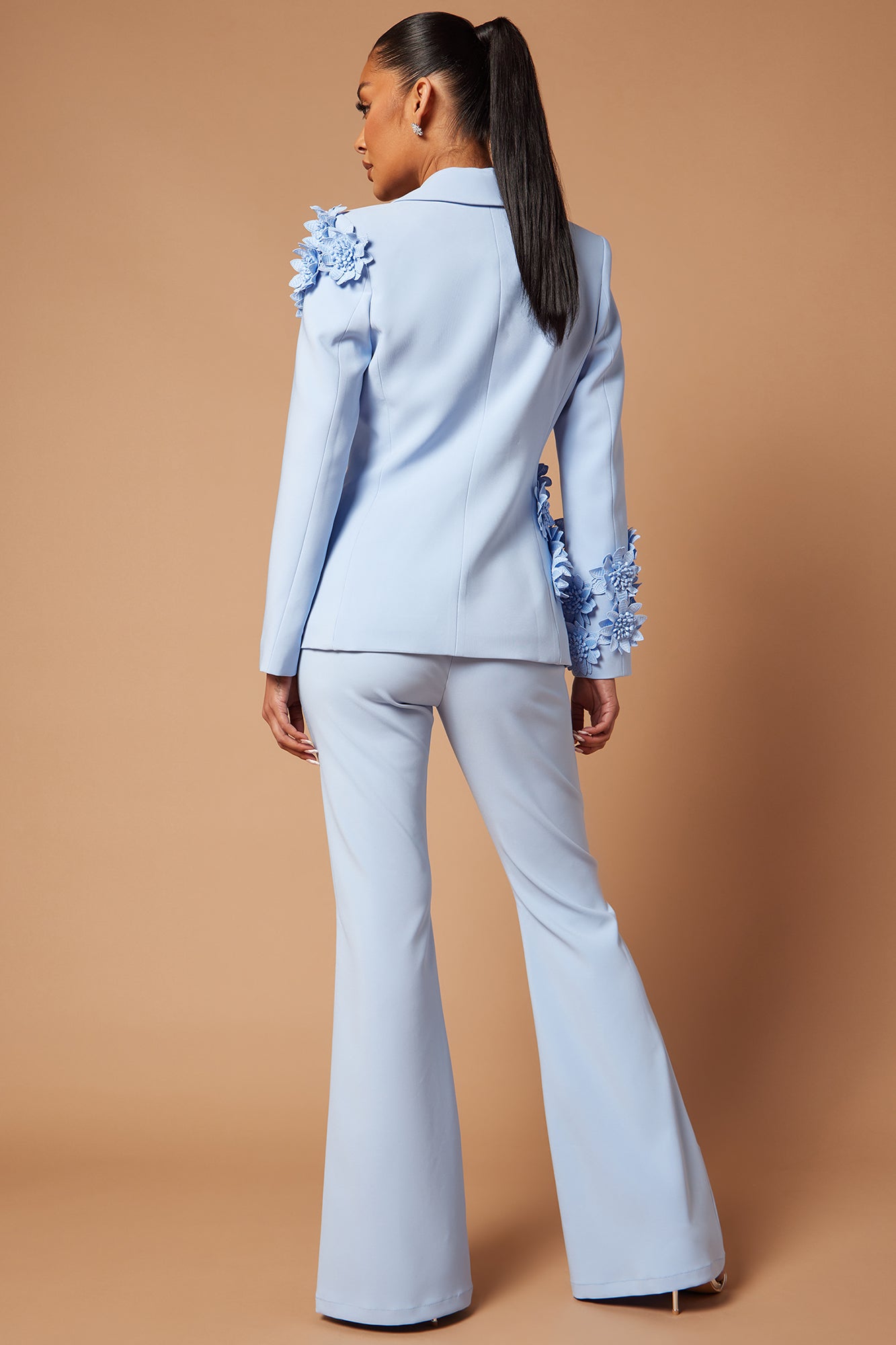 Claudette Floral Embroidered Suit Set - Light Blue - Image 4