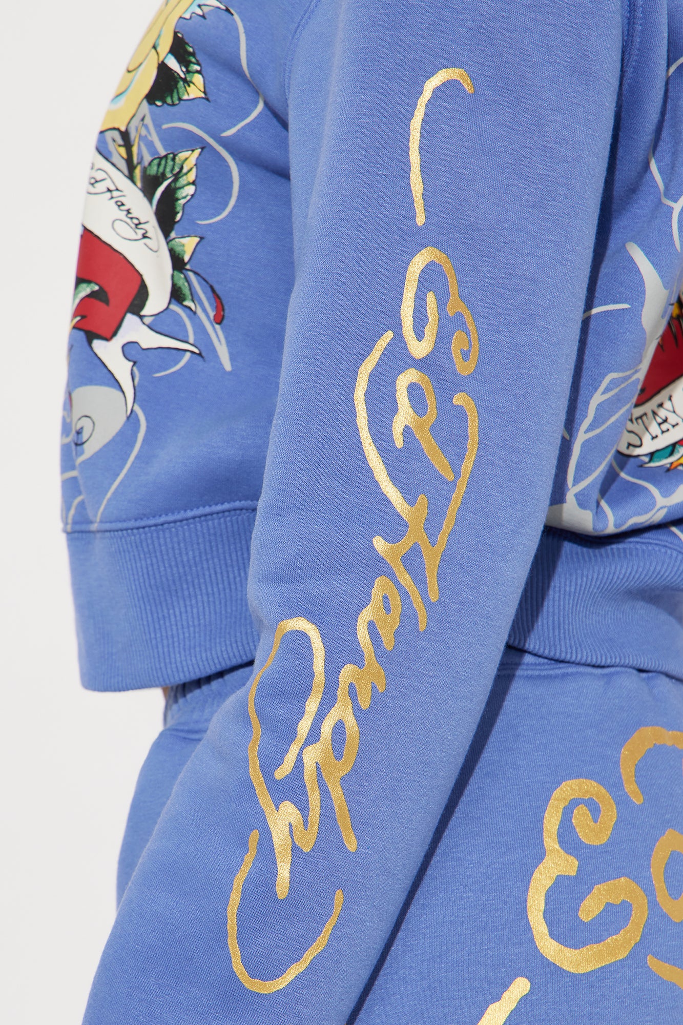 Ed Hardy Brave Eagle Cropped Hoodie - Blue - Image 4