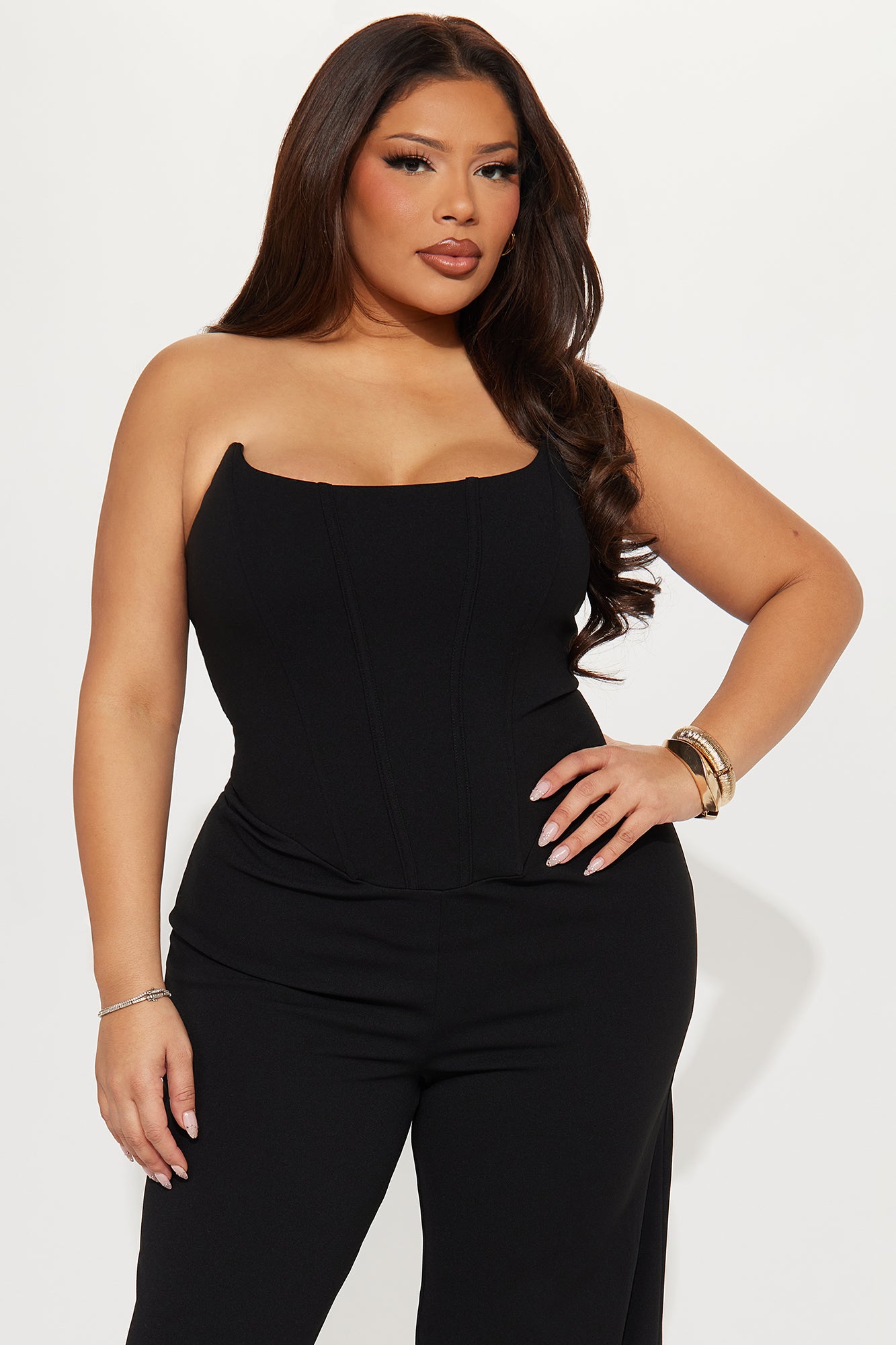 Wendy Crepe Wide Leg Jumpsuit - Black - Image 5