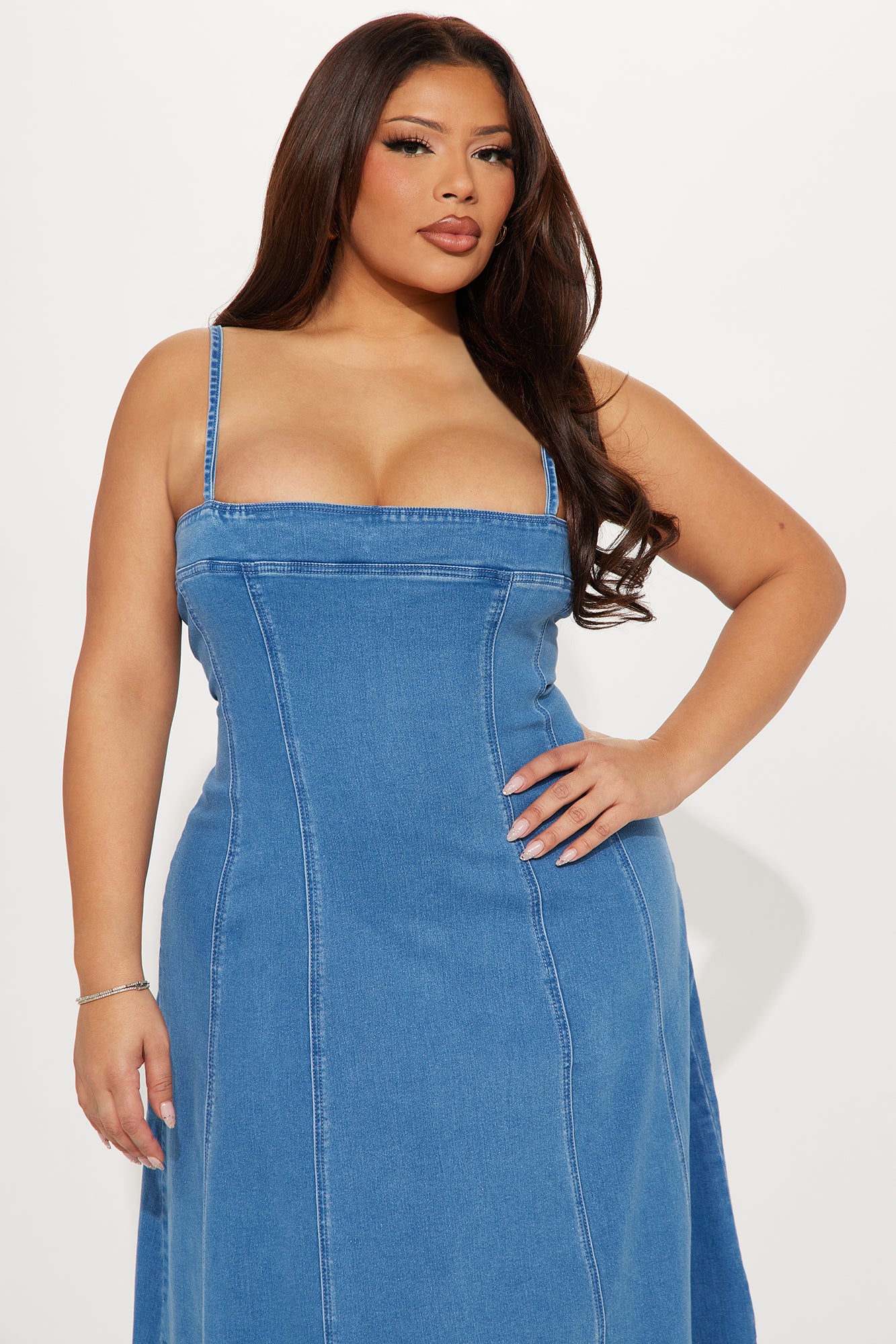 Kyla Stretch Denim Midi Dress - Light Blue Wash - Image 5