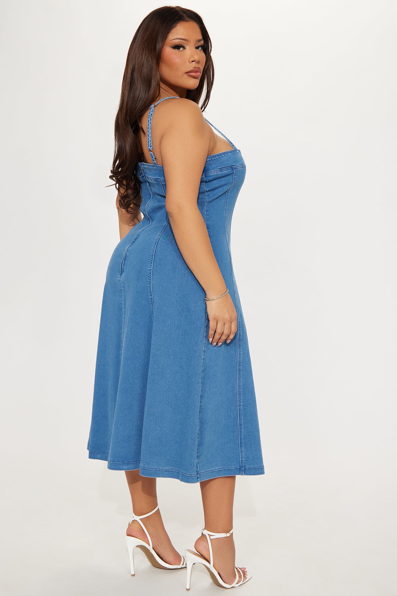 Kyla Stretch Denim Midi Dress - Light Blue Wash - Image 6