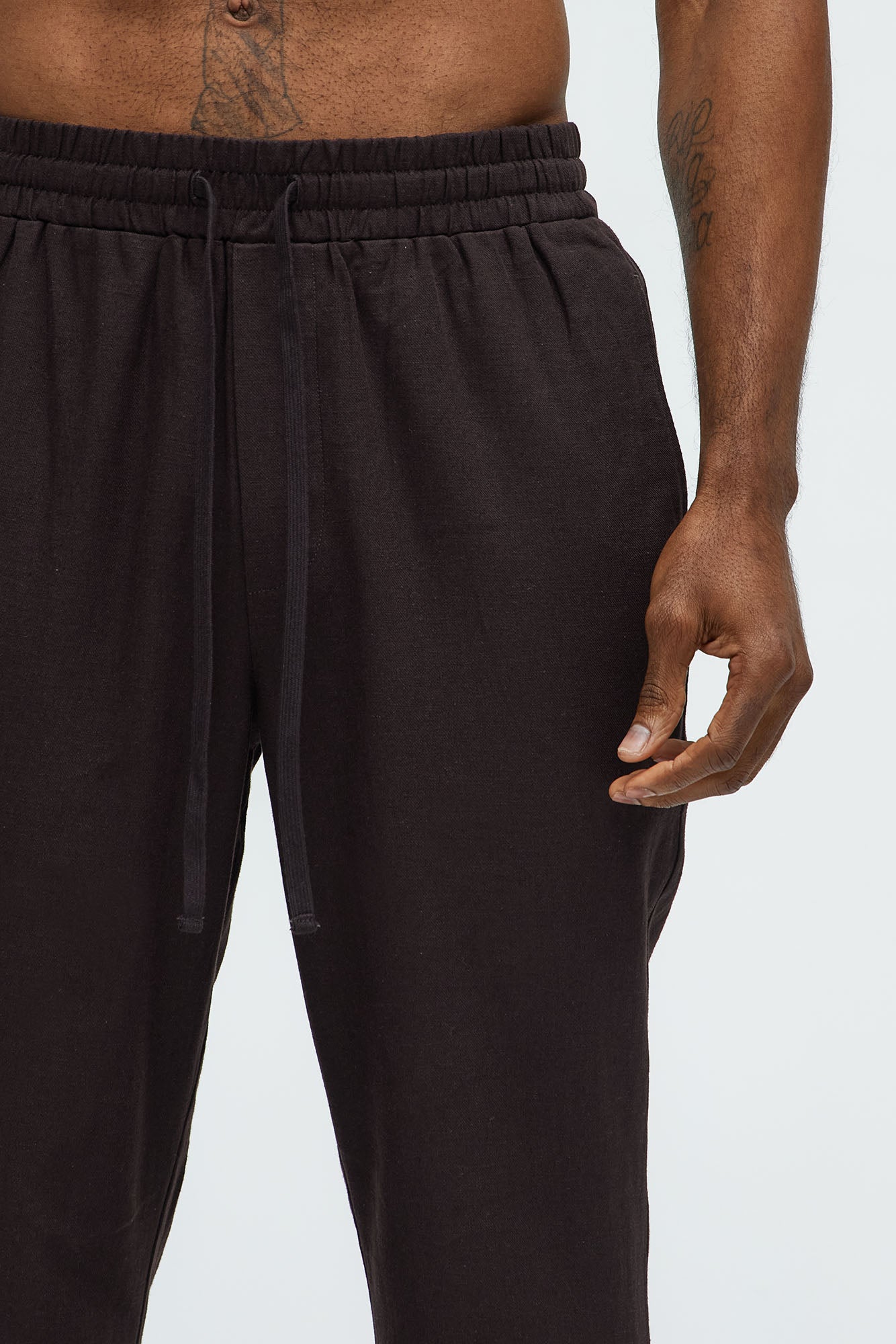 Bahamas Linen Slim Pull On Pants - Brown - Image 4