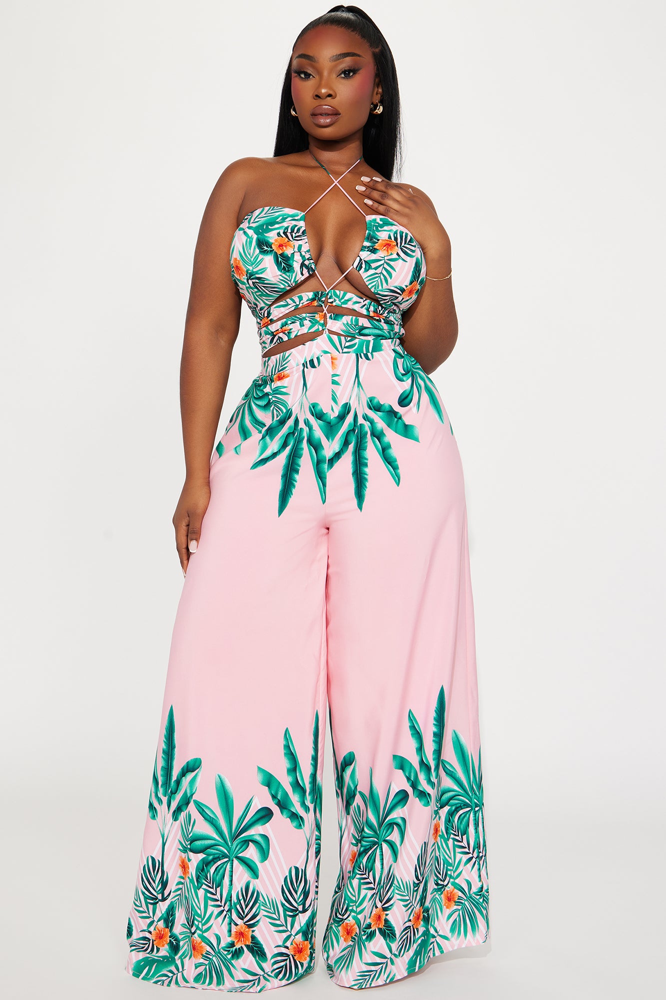Maui Nights Halter Jumpsuit - Pink/combo - Image 4