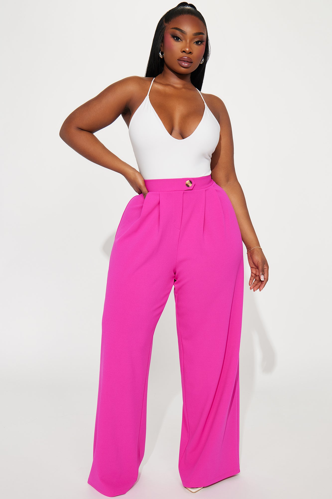 What Matters Most Wide Leg Trouser - Fuchsia - Image 4