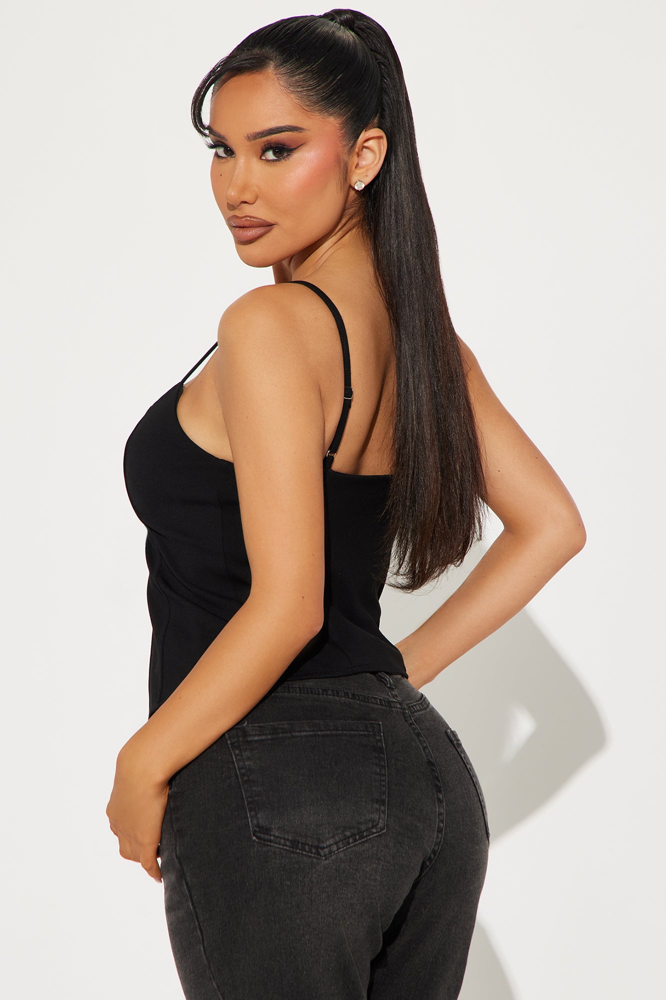 Aisha Lace Up Top - Black - Image 3