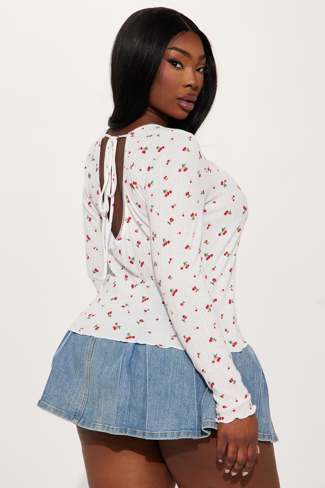 Sweet Cherry Long Sleeve Top - White - Image 6
