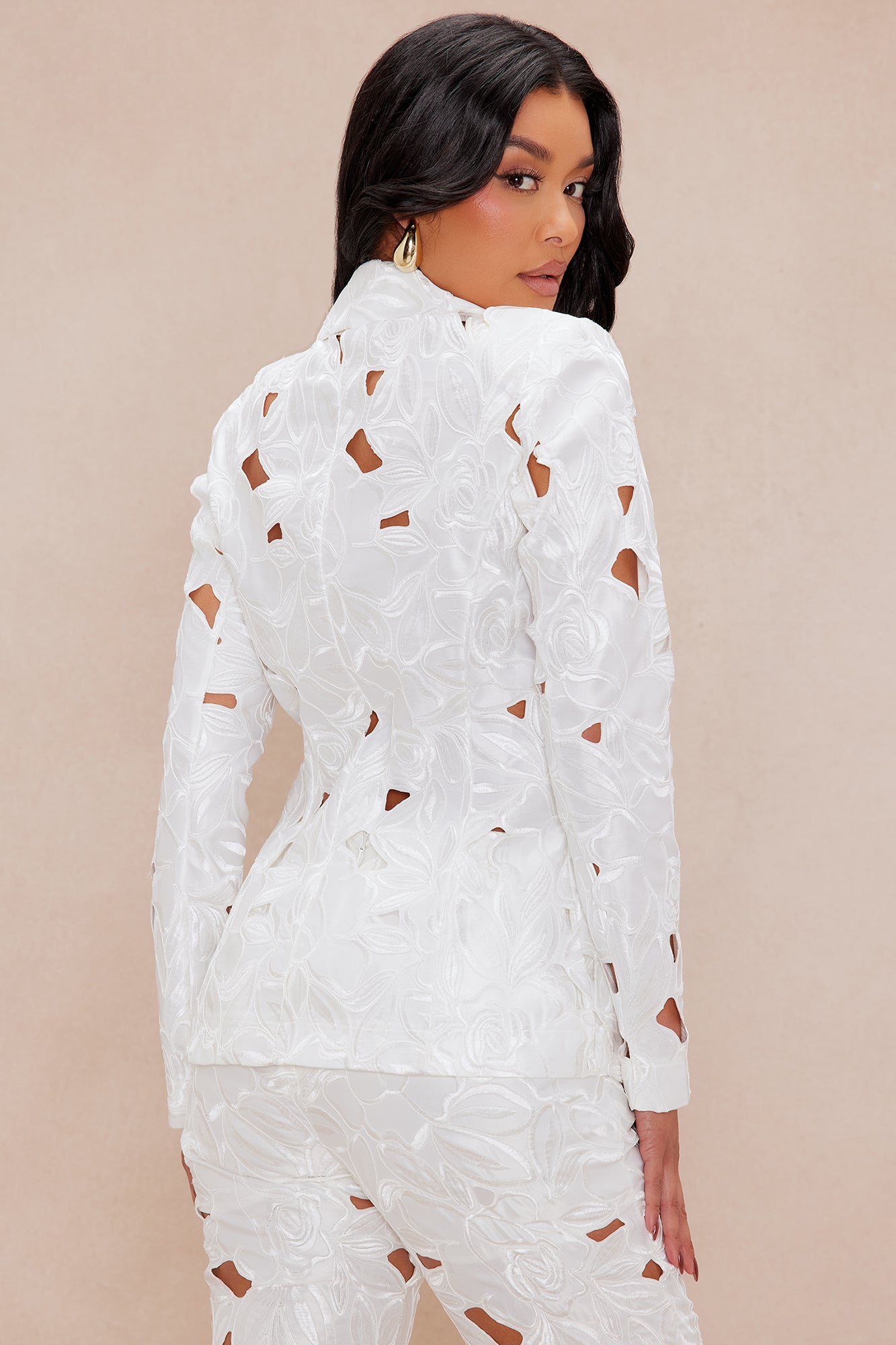 Alexandria Embroidered Blazer - White - Image 4