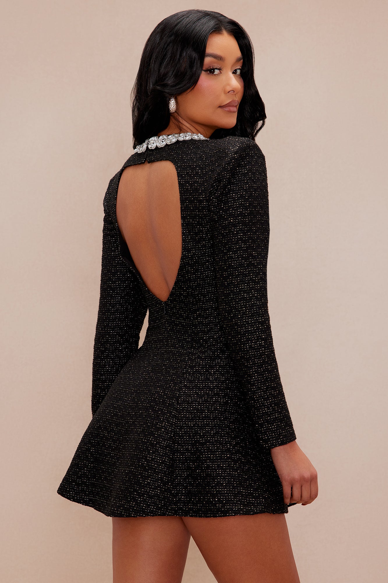 Angelina Tweed Mini Dress - Black - Image 5