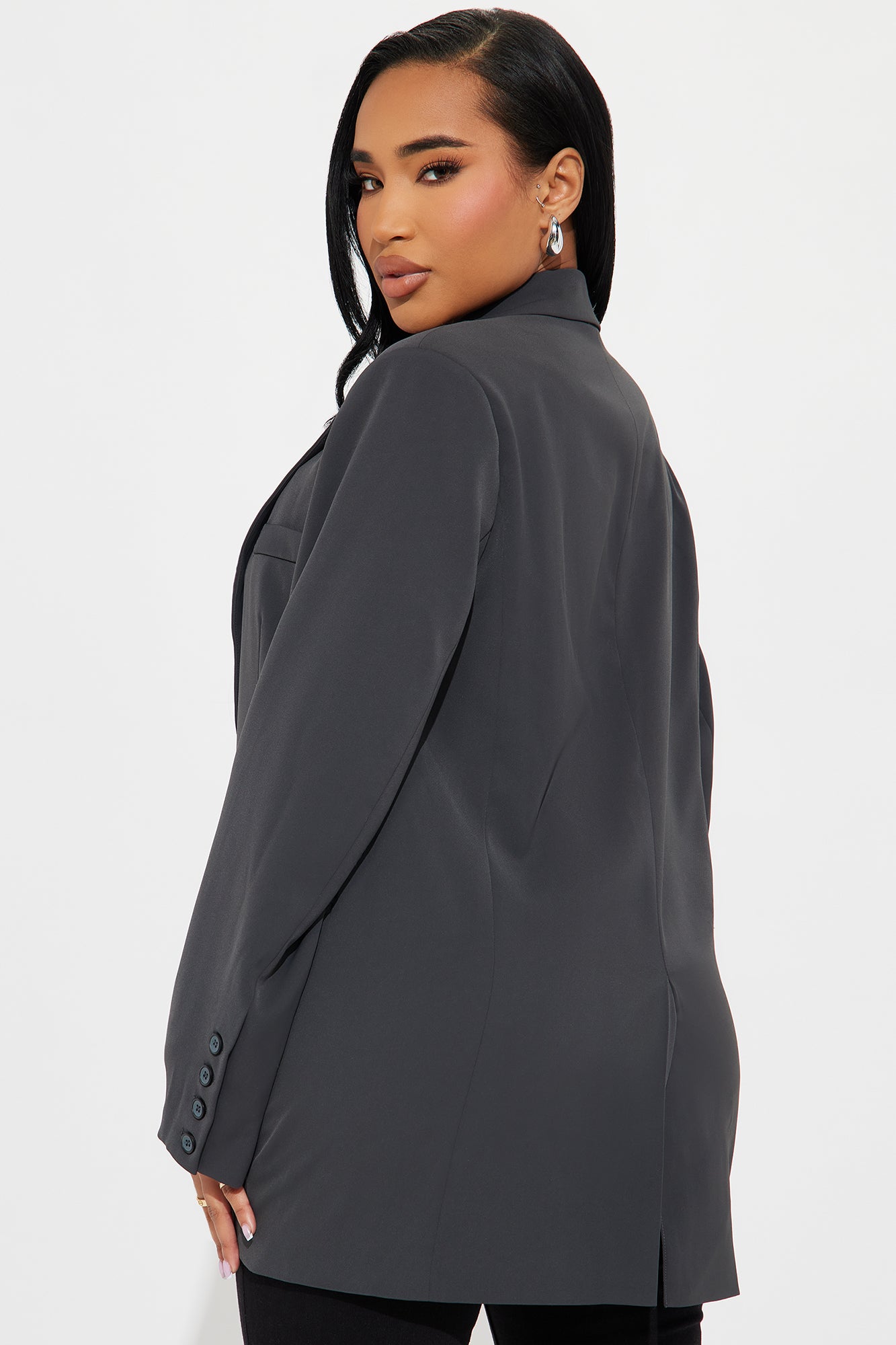 High Returns Oversized Blazer - Charcoal - Image 3