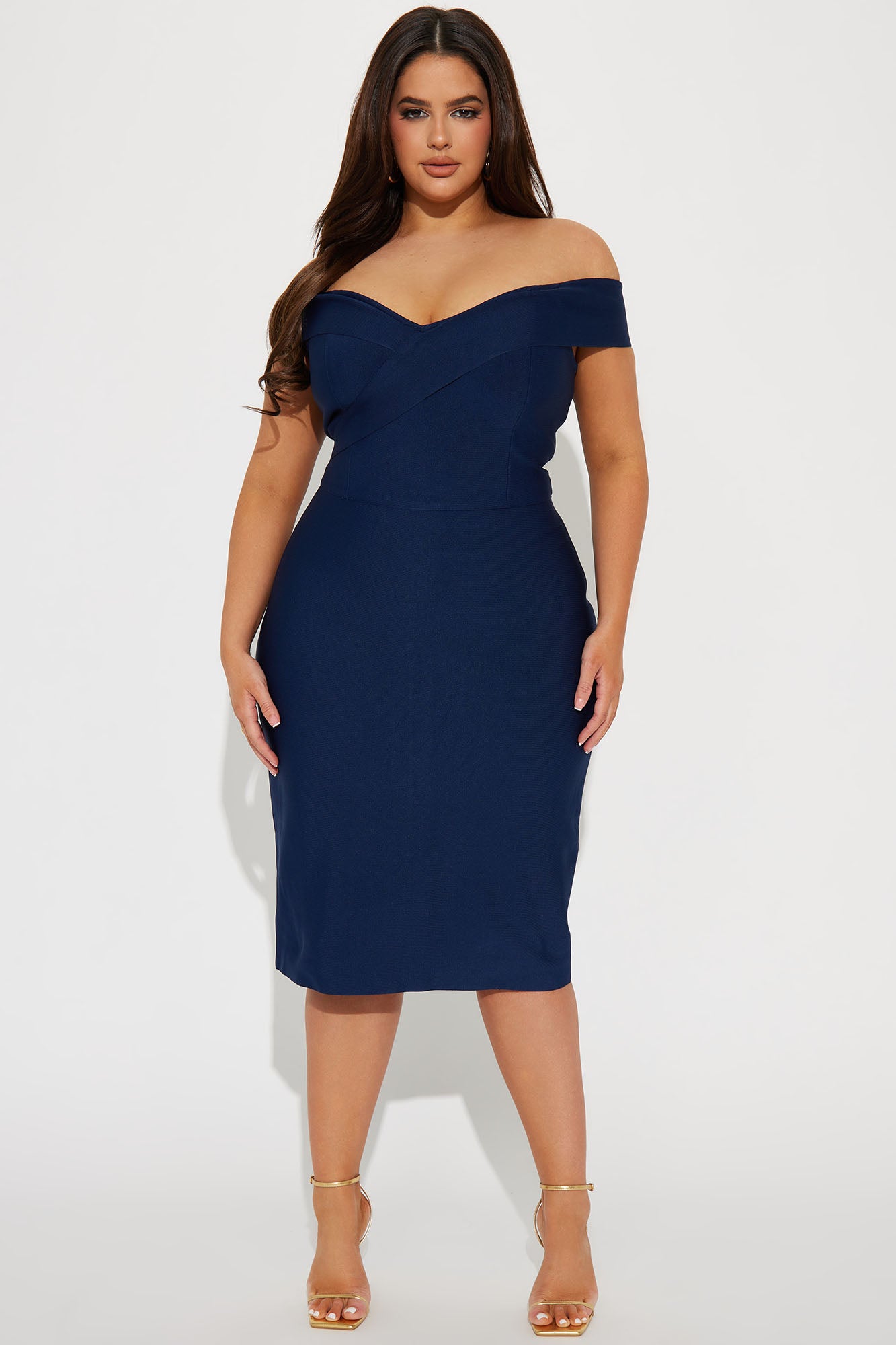 Amy Bandage Midi Dress - Navy - Image 4