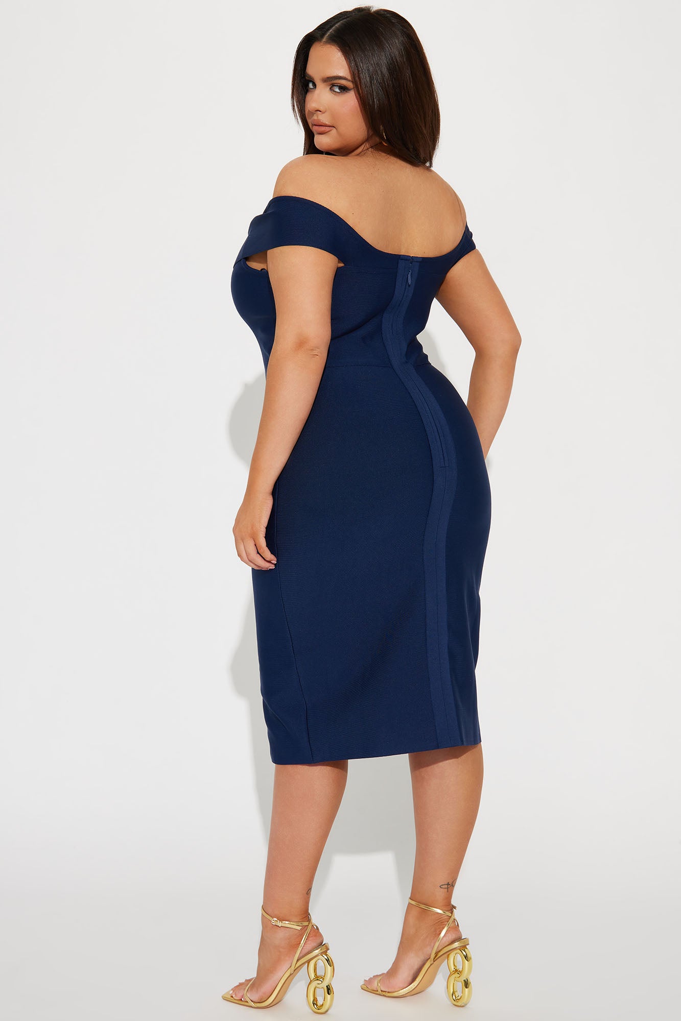 Amy Bandage Midi Dress - Navy - Image 6