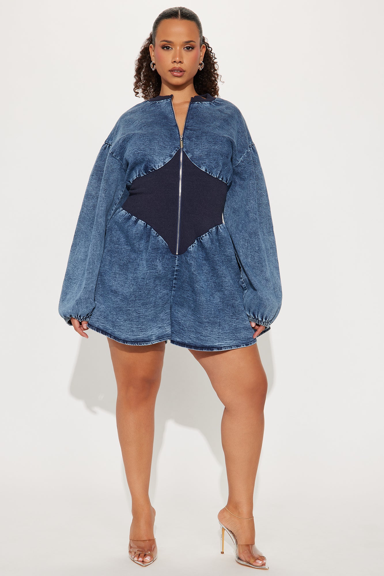 Becky Denim Romper - Medium Wash - Image 6