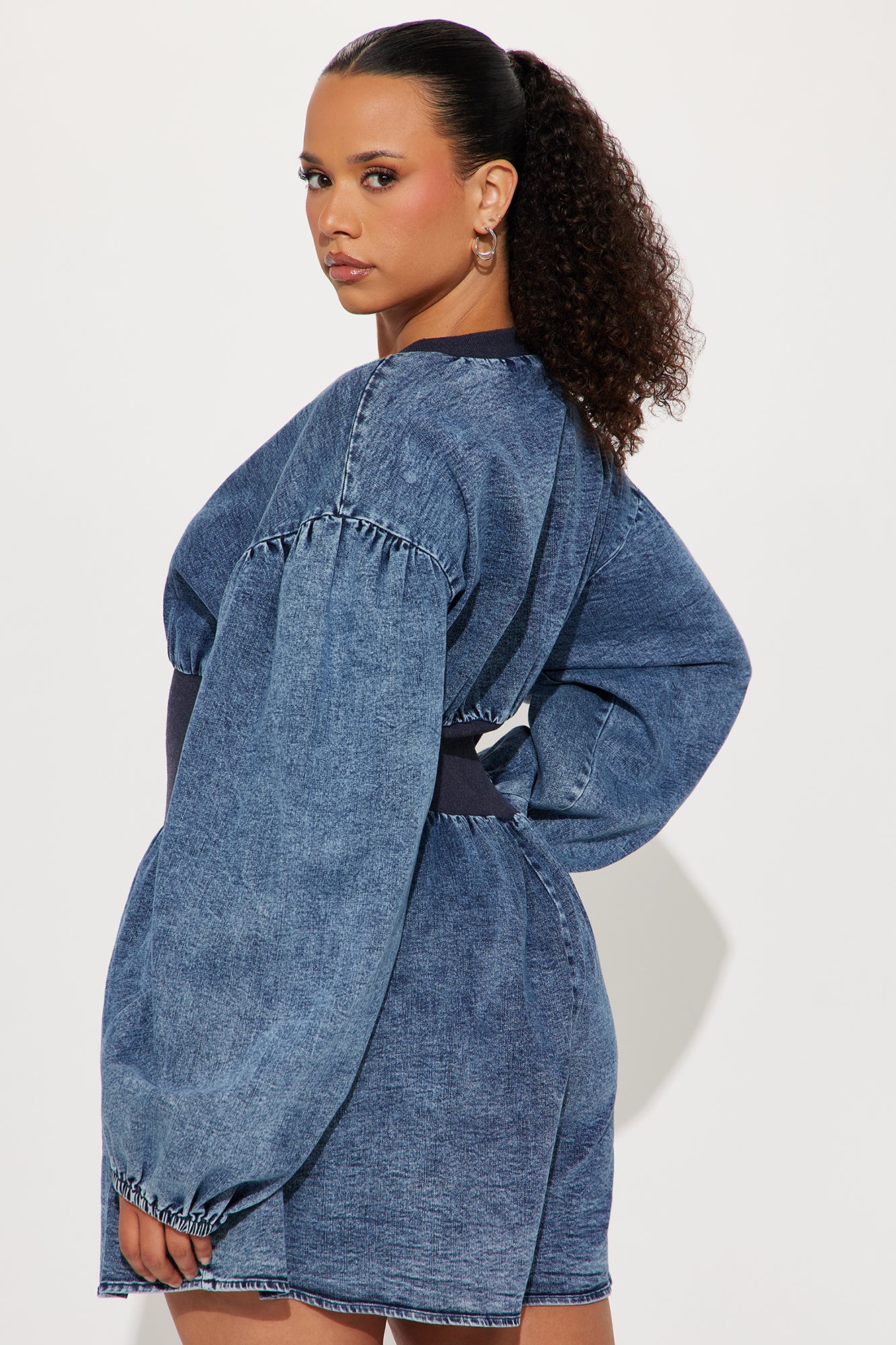 Becky Denim Romper - Medium Wash - Image 7