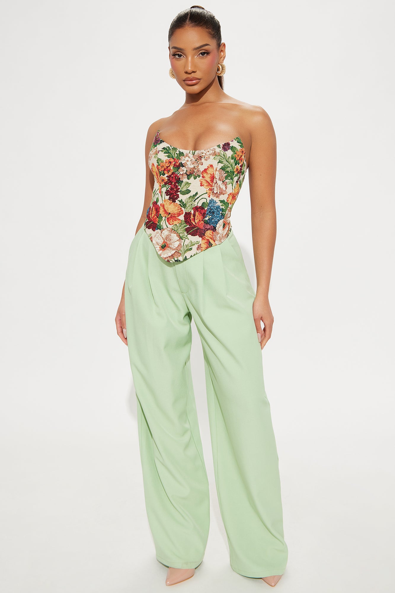 Faye Floral Jacquard Corset Top - Multi Color - Image 3