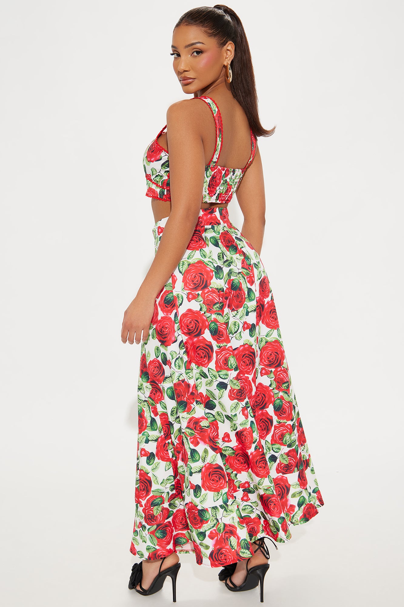Floral Romance Skirt Set - Red/combo - Image 3