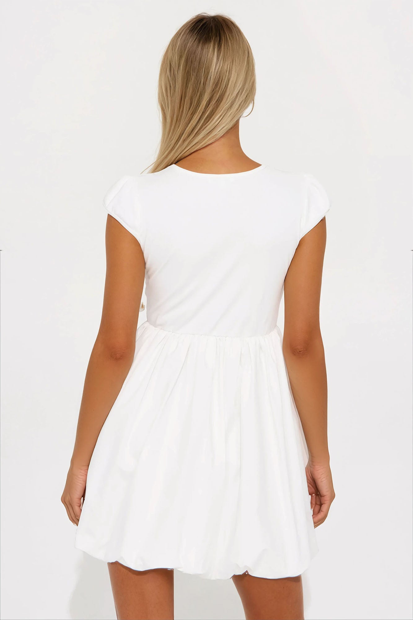 Angel Face Bubble Mini Dress - White - Image 3