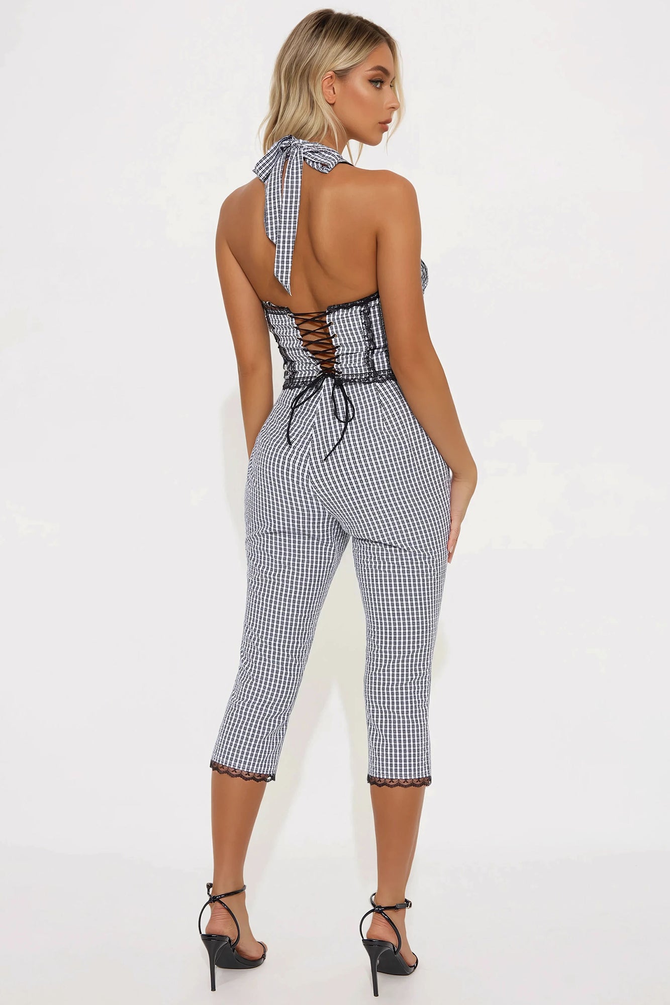 Gillian Gingham Capri Set - Black/White - Image 3