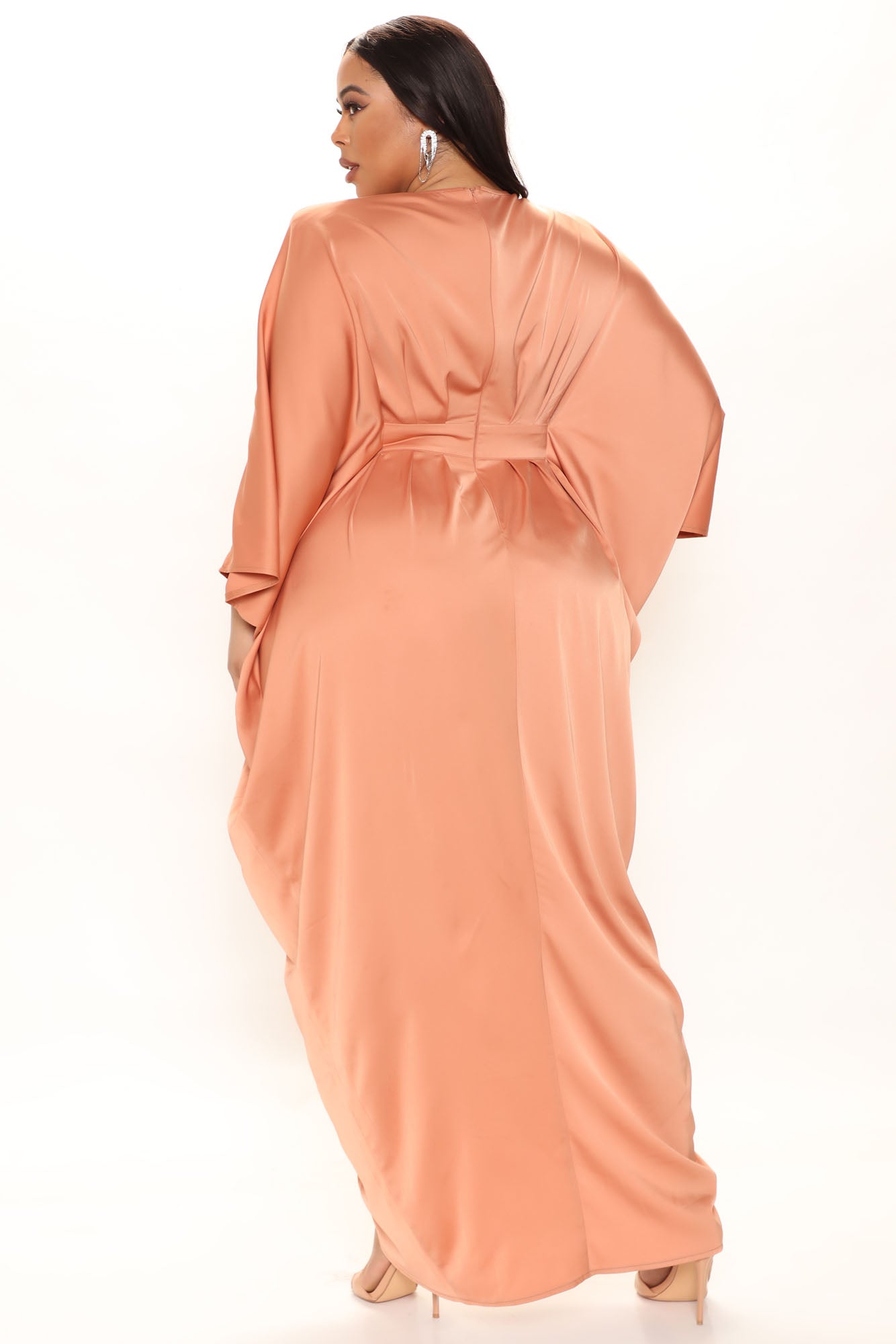 Spectacular Woman Satin Maxi Dress - Peach - Image 7