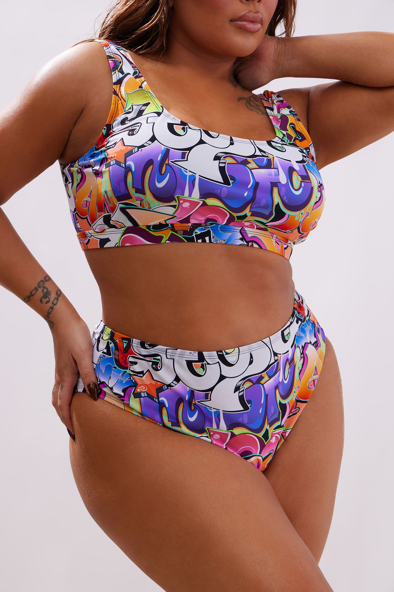 All That Graffiti High Rise 2 Piece Bikini - Multi Color - Image 7