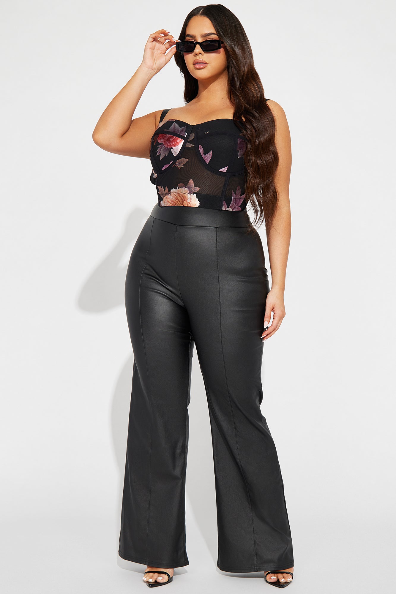Tall Victoria High Waisted Dress Pants Faux Leather 37 - Black - Image 4