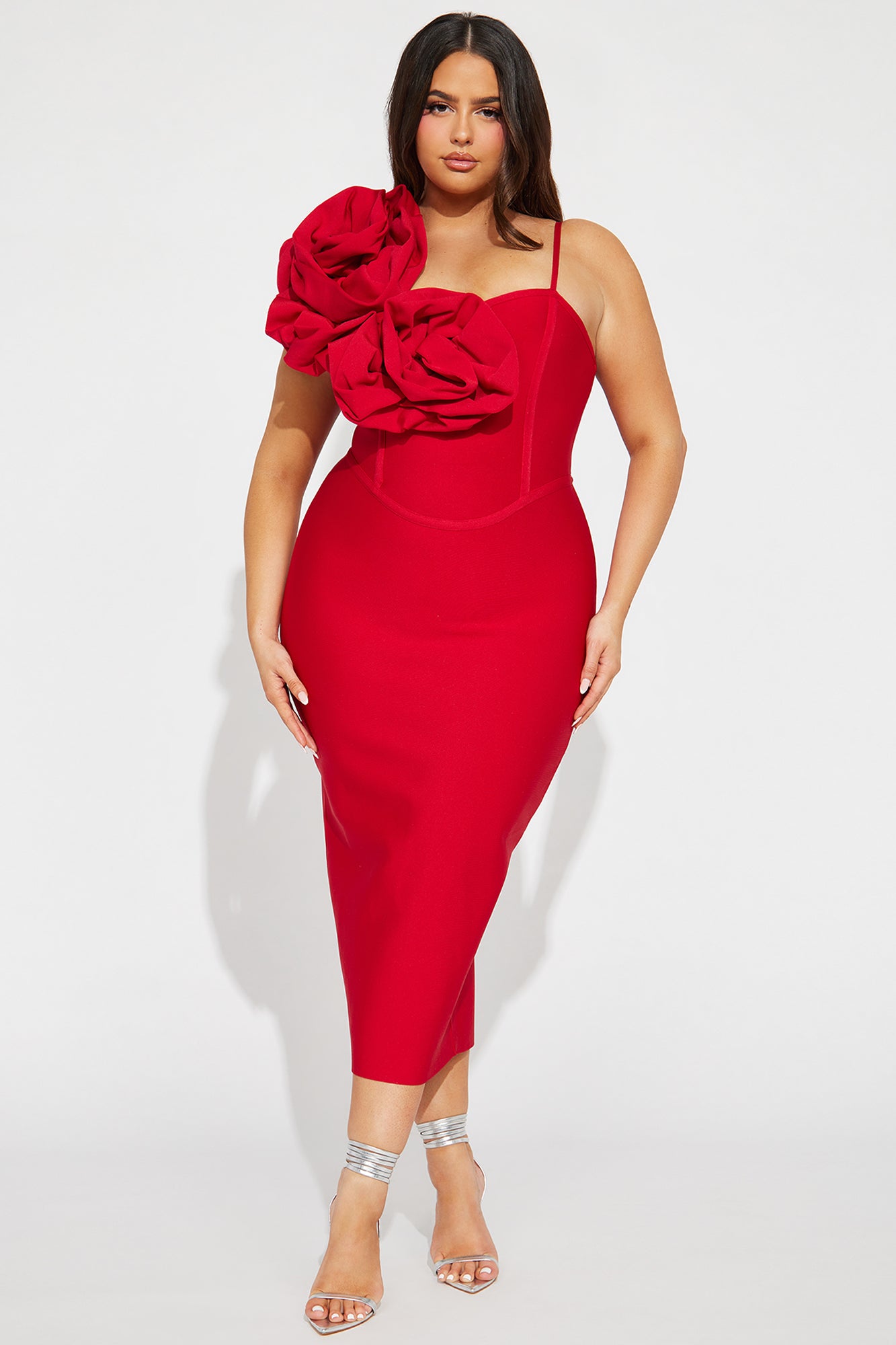 Mary Bandage Midi Dress - Red - Image 4