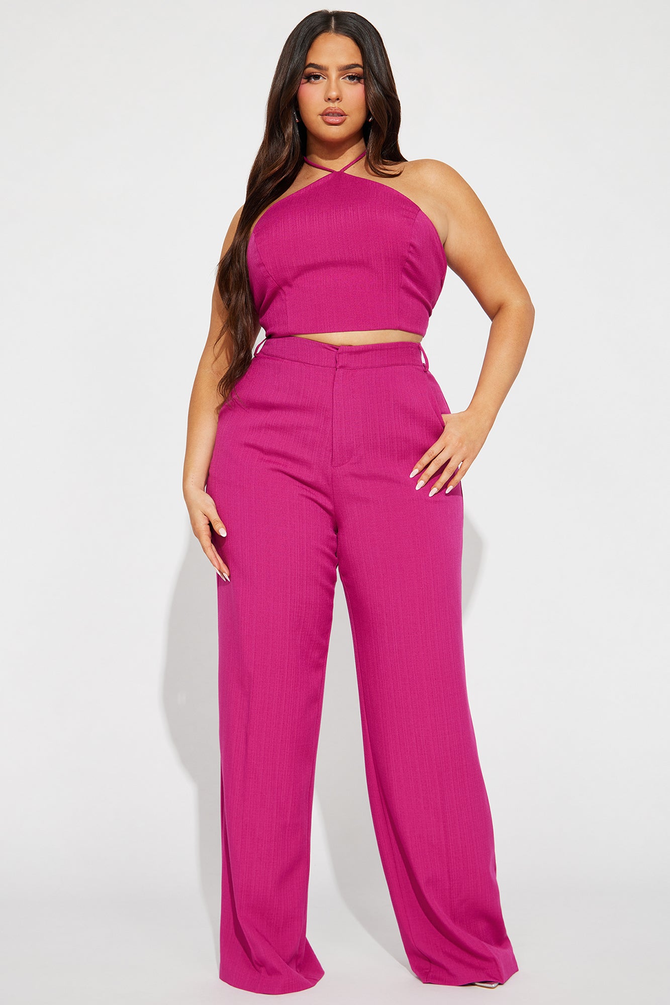 Sunset Views Linen Pant Set 33 - Magenta - Image 5