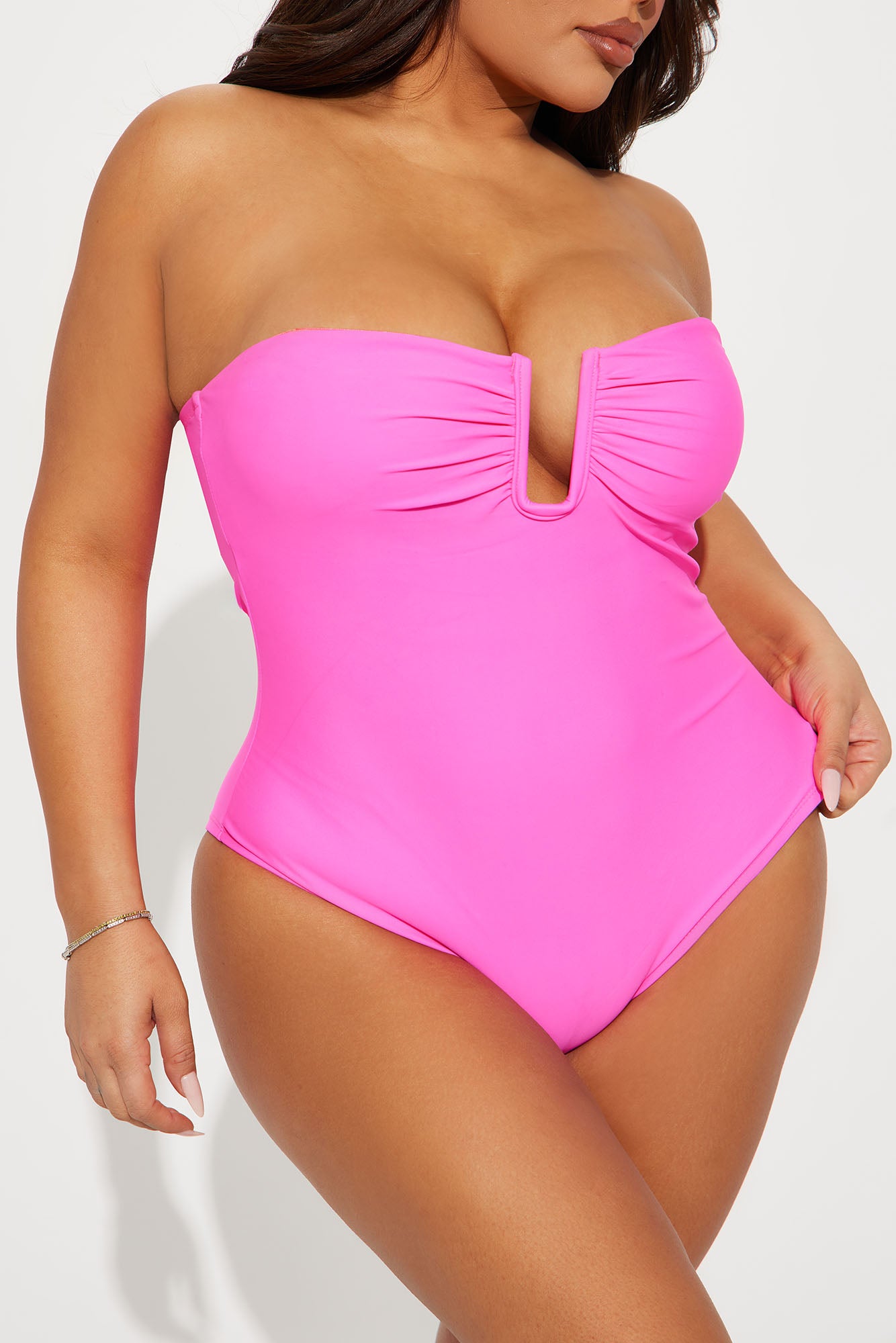 Laila Square Wire 1 Piece Swimsuit - Hot Pink - Image 5