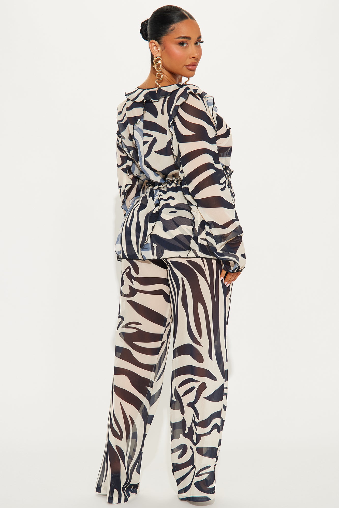 Yara Zebra Print Pant Set - Black/combo - Image 3