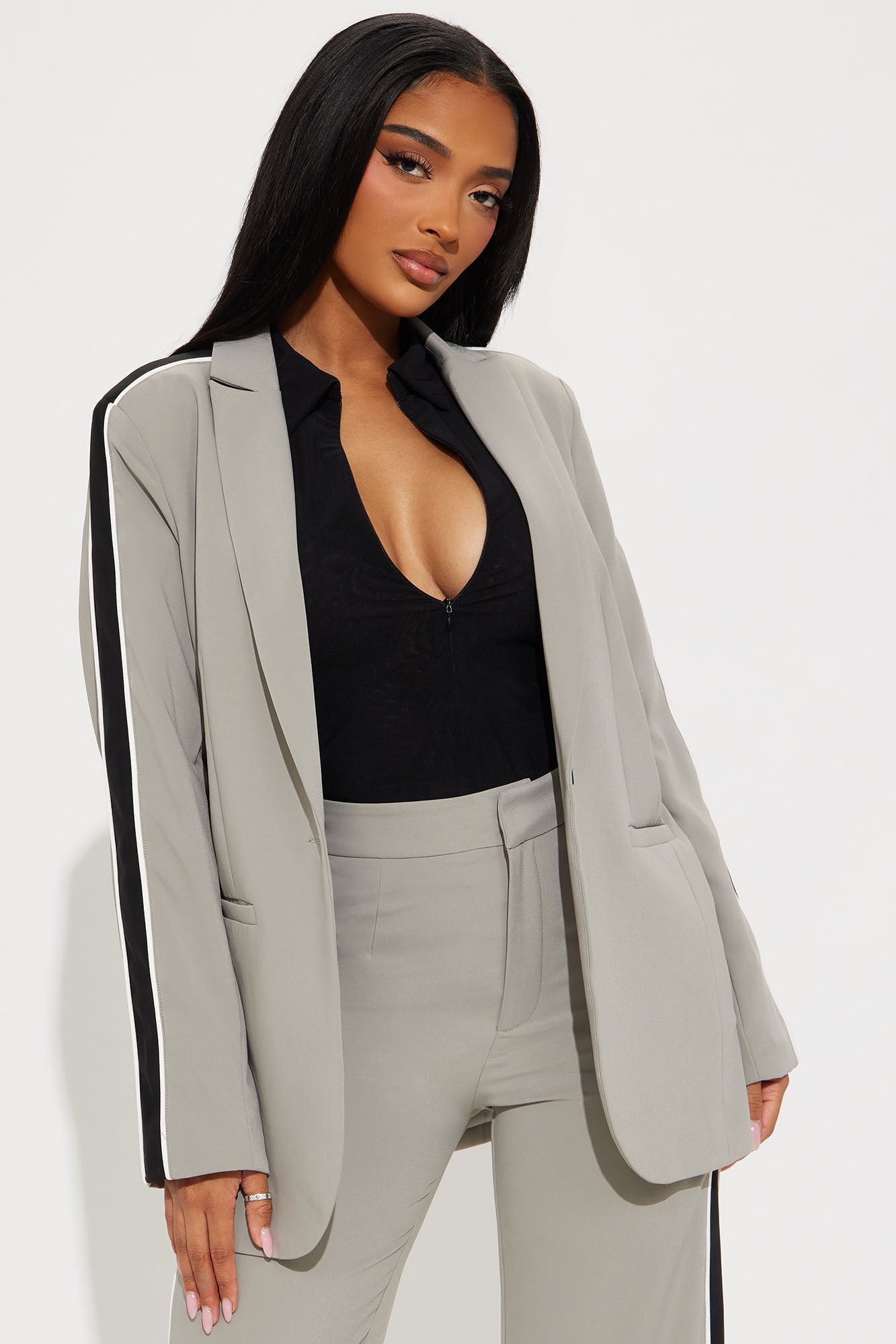 Always Focused Blazer Pant Set - Light Grey - Image 3