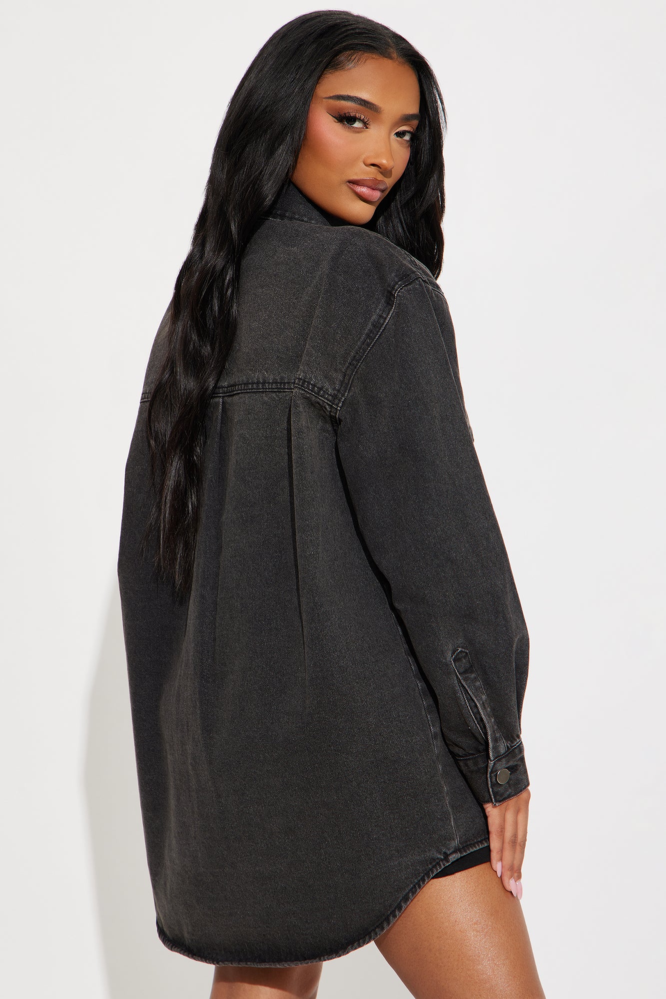 Kinsley Oversized Denim Shacket - Black Wash - Image 4
