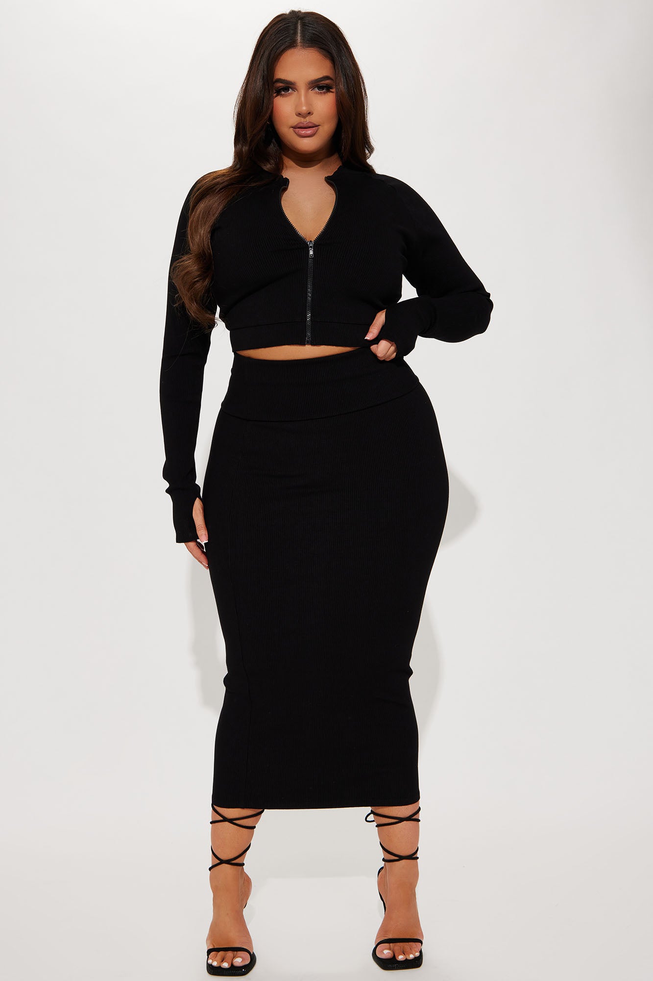 Makena Snatched Maxi Skirt - Black - Image 5