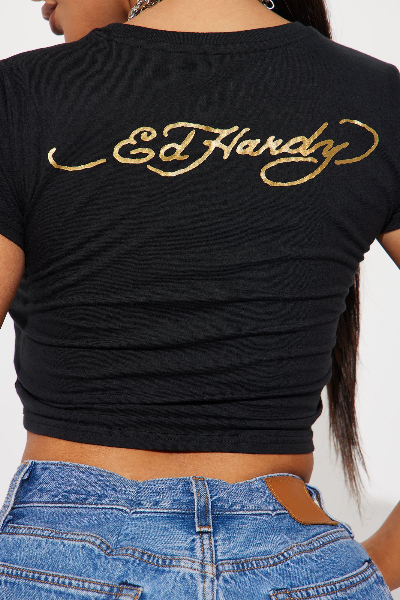 Ed Hardy Mi Amor Rhinestone Tee - Black - Image 5