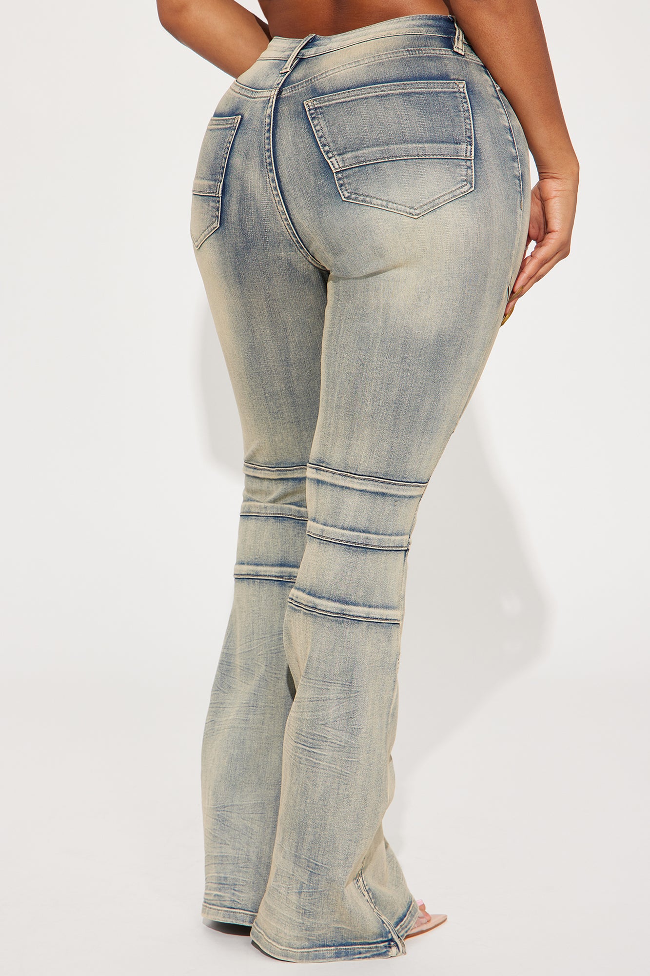 Block List Stretch Bootcut Jeans - Vintage Wash - Image 4