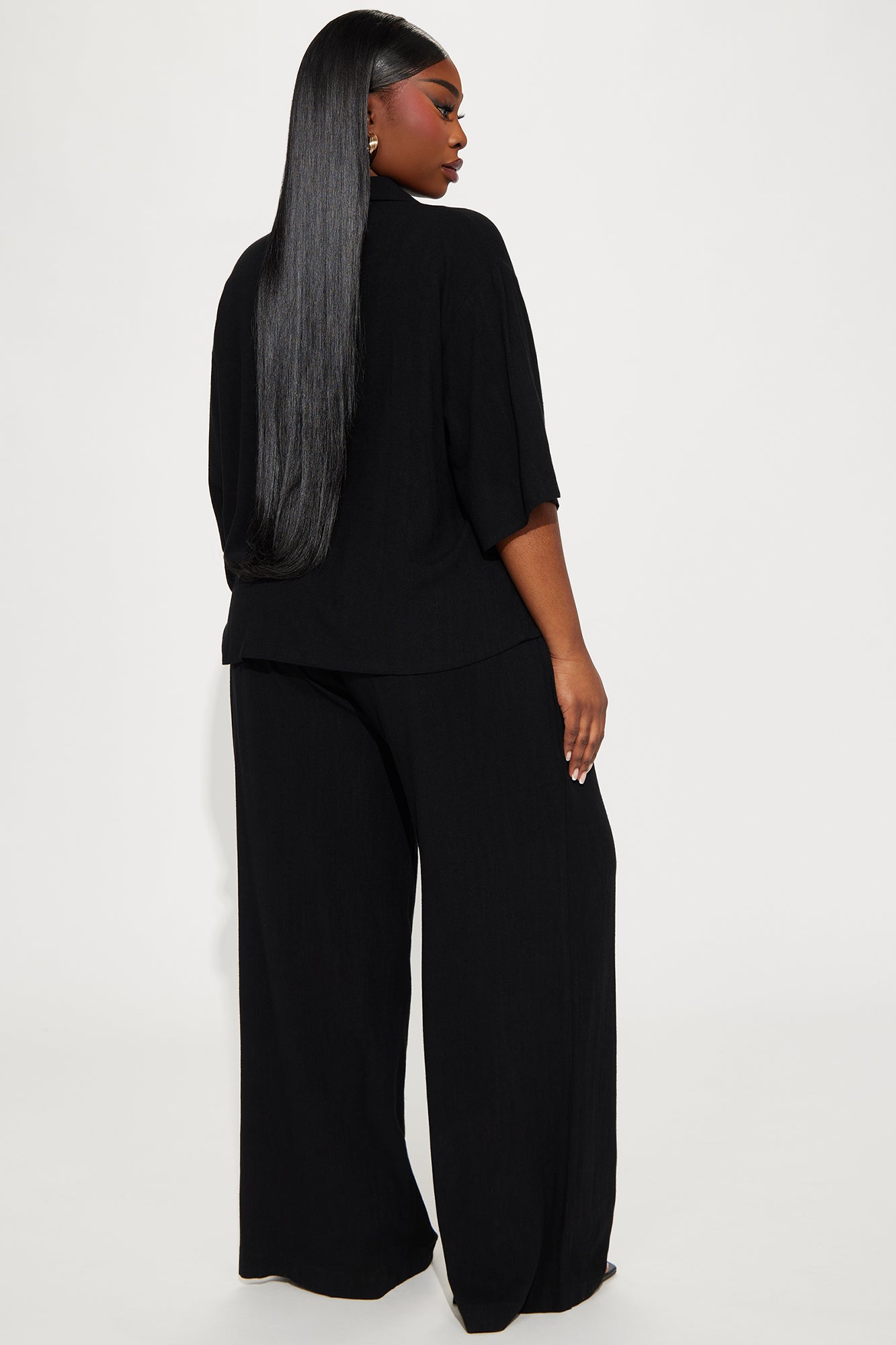 Roslyn Linen Pant Set - Black - Image 8
