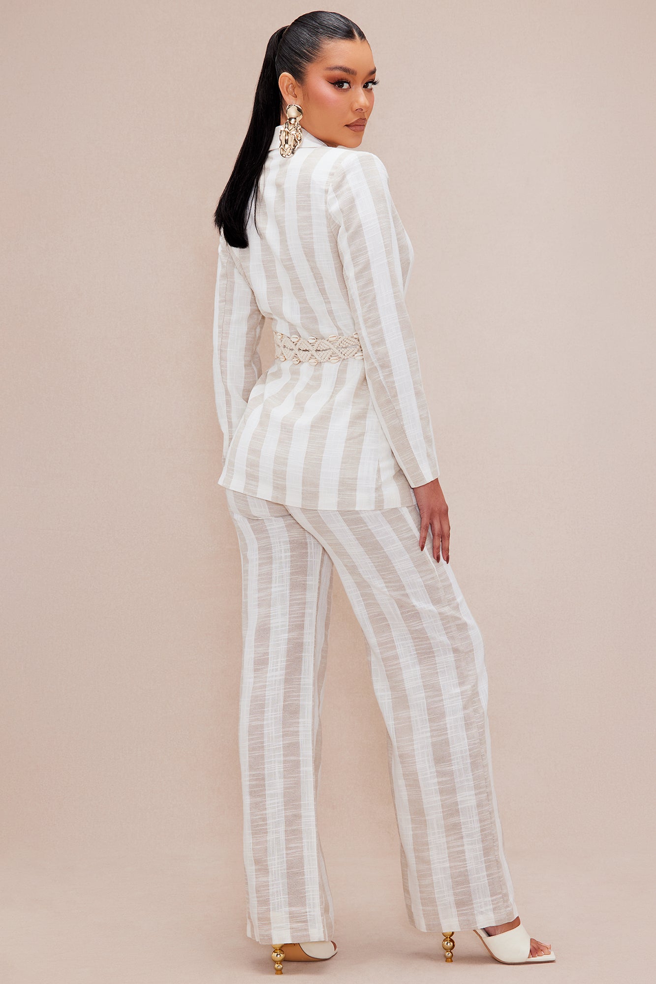 Soft Sands Linen Suit Set - Taupe/combo - Image 4
