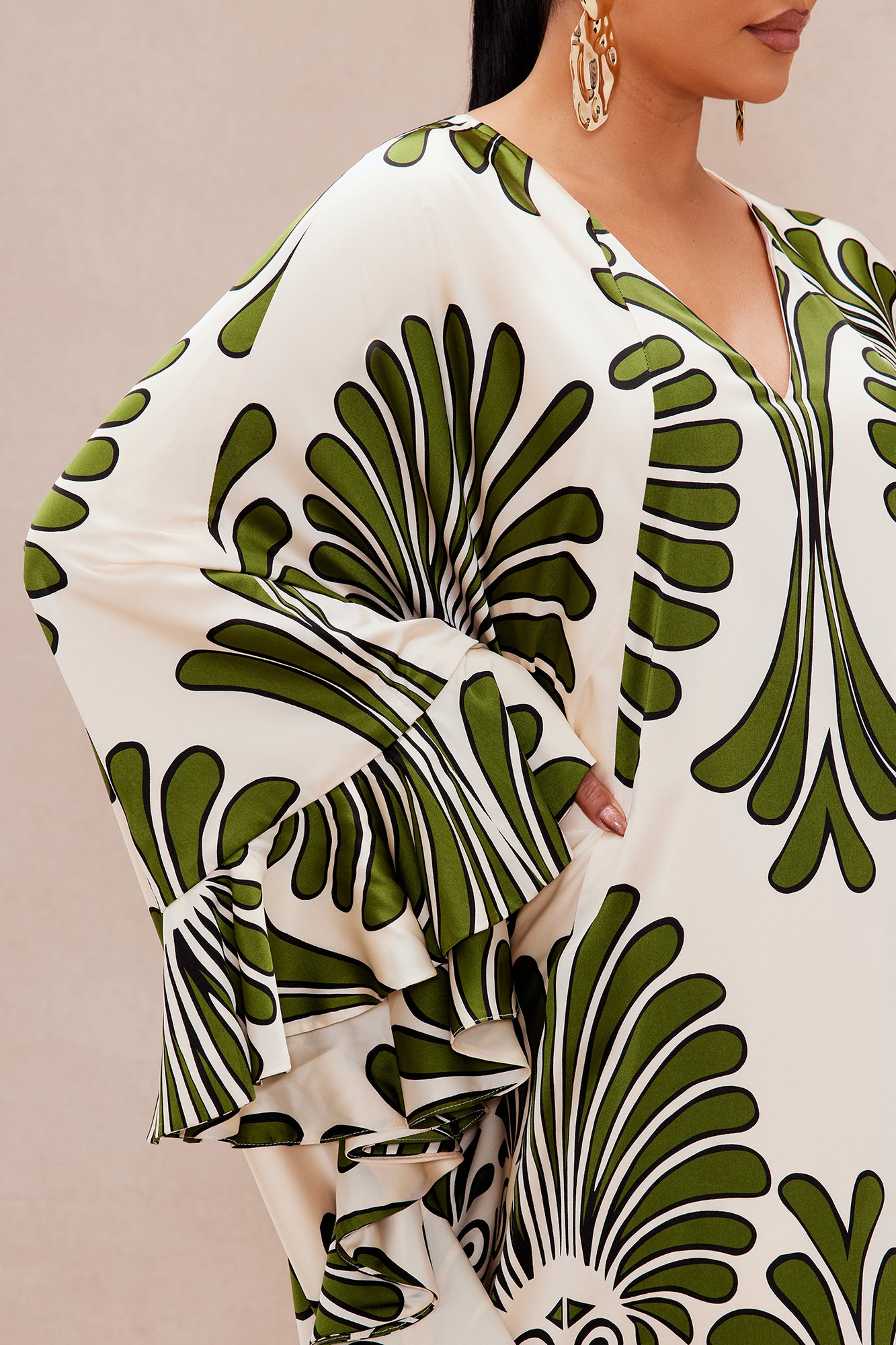 All Inclusive Satin Kaftan Dress - Cream/combo - Image 3