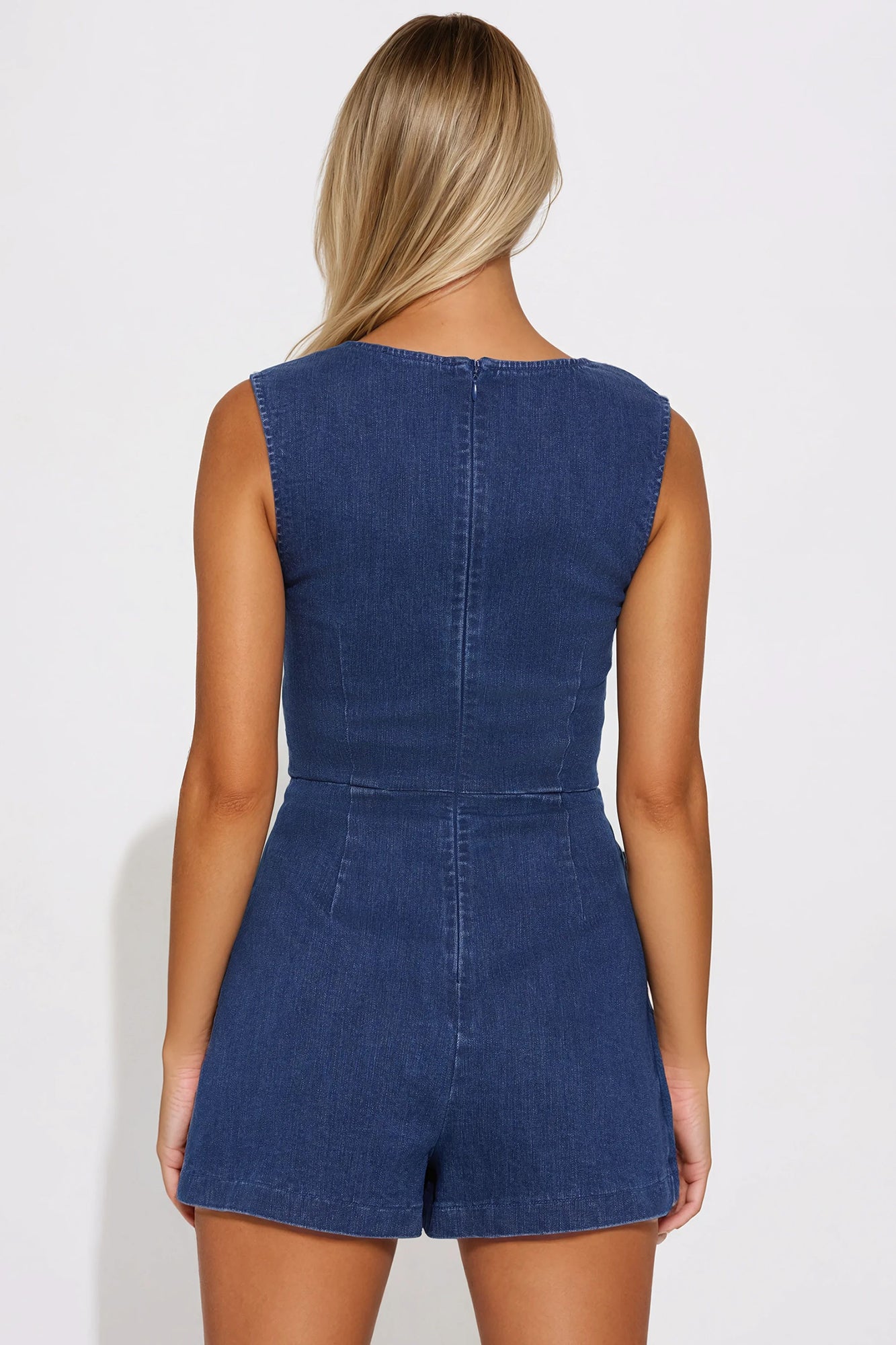 Violeta Denim Romper - Dark Wash - Image 3