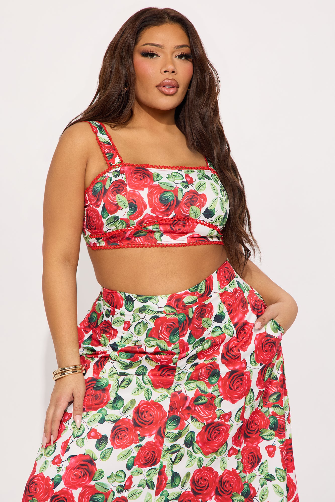 Floral Romance Skirt Set - Red/combo - Image 5