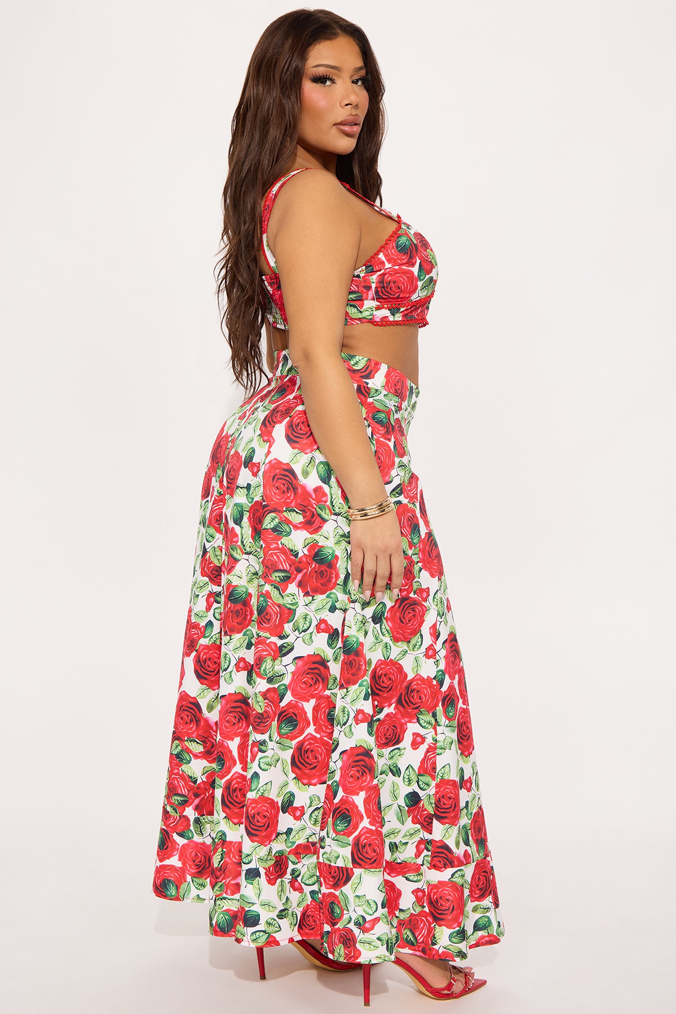 Floral Romance Skirt Set - Red/combo - Image 6