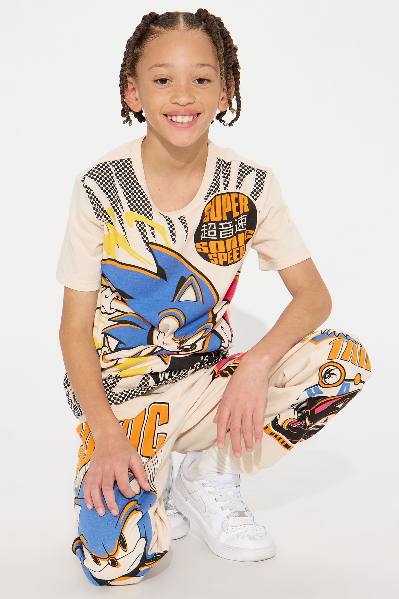 Mini Sonic The Fastest Hedgehog Jogger Set - Cream - Image 3