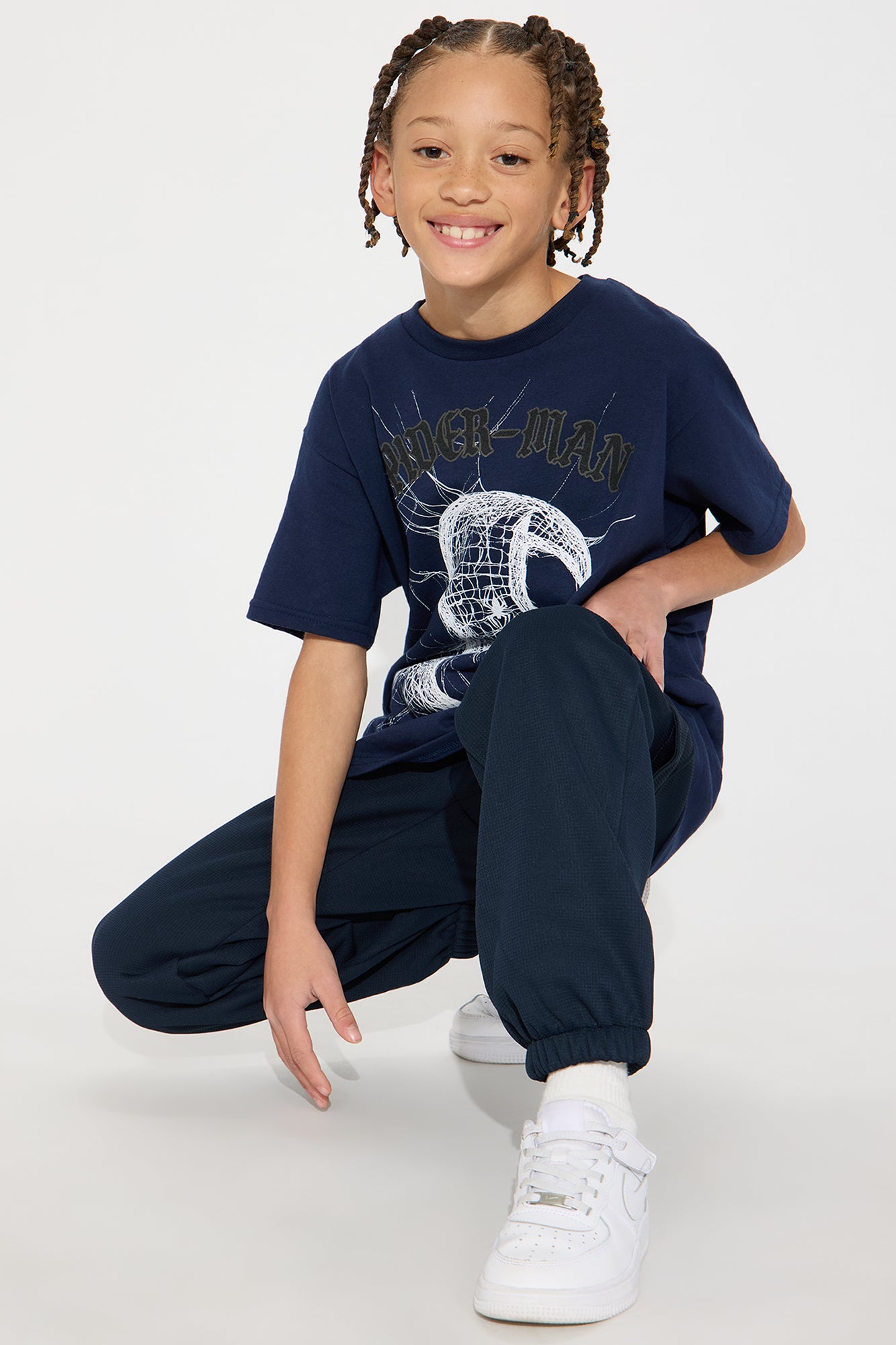 Mini Spiderman Web Head Tee - Navy - Image 3